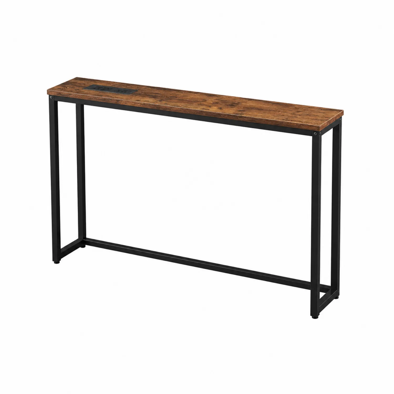 Console en bois massif et métal 120x35x80 cm Marron/Noir
