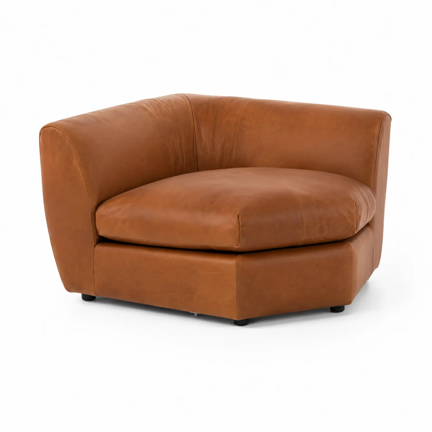 Fauteuil d'angle en cuir Marron