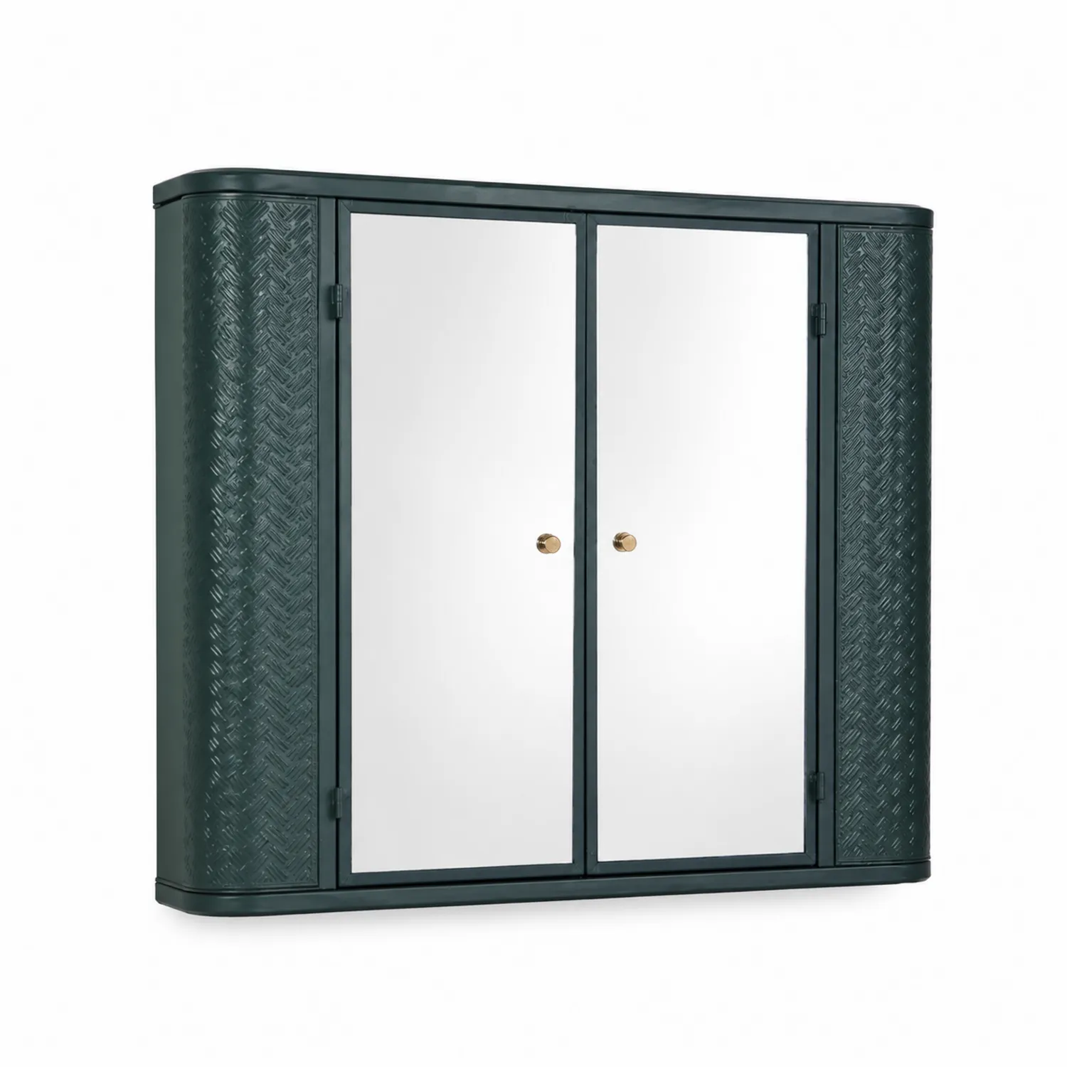 Armoire de salle de bain en métal avec porte miroir 60 x 70 x 15 cm Vert Foncé