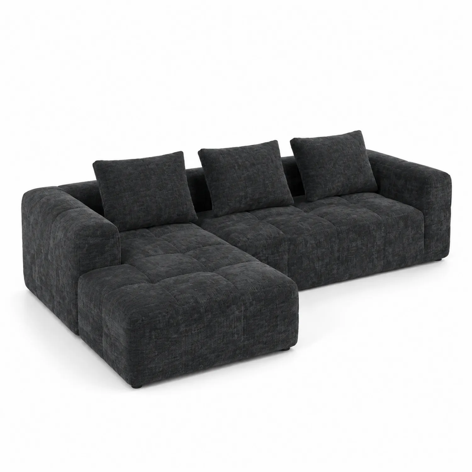 Canapé d'angle en tissu noir