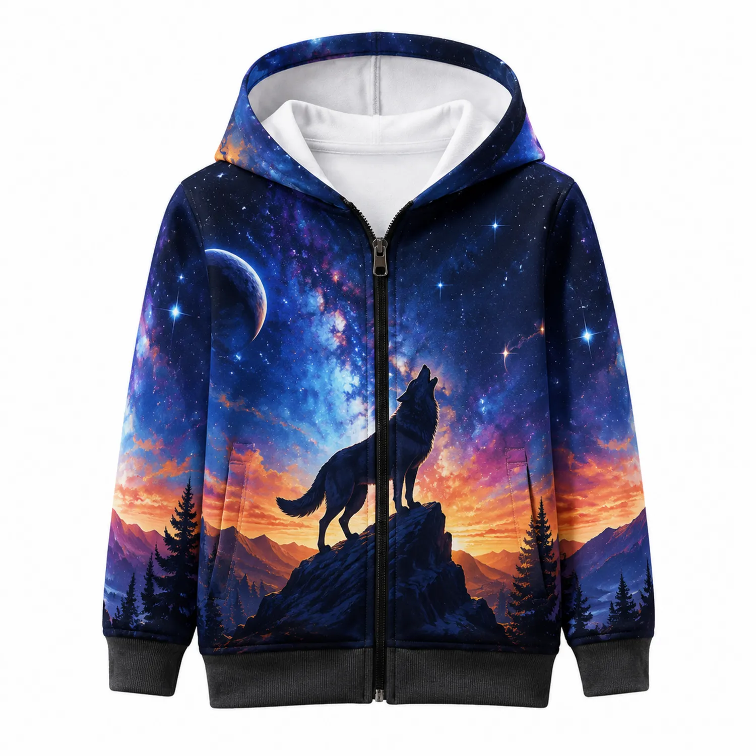 Bluza z Kapturem dla Dzieci Wilk Galaxy Zamek
