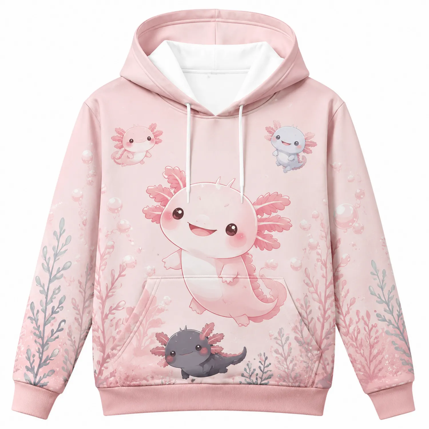 Bluza z kapturem dziecięca aksolotl wzór