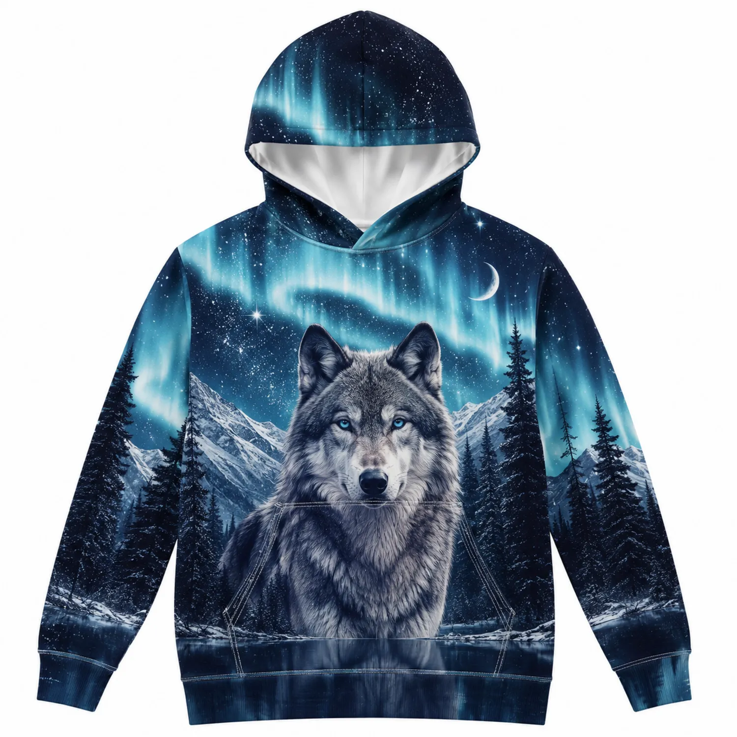 Bluza z kapturem wilkiem dziecięca 3D z nadrukiem