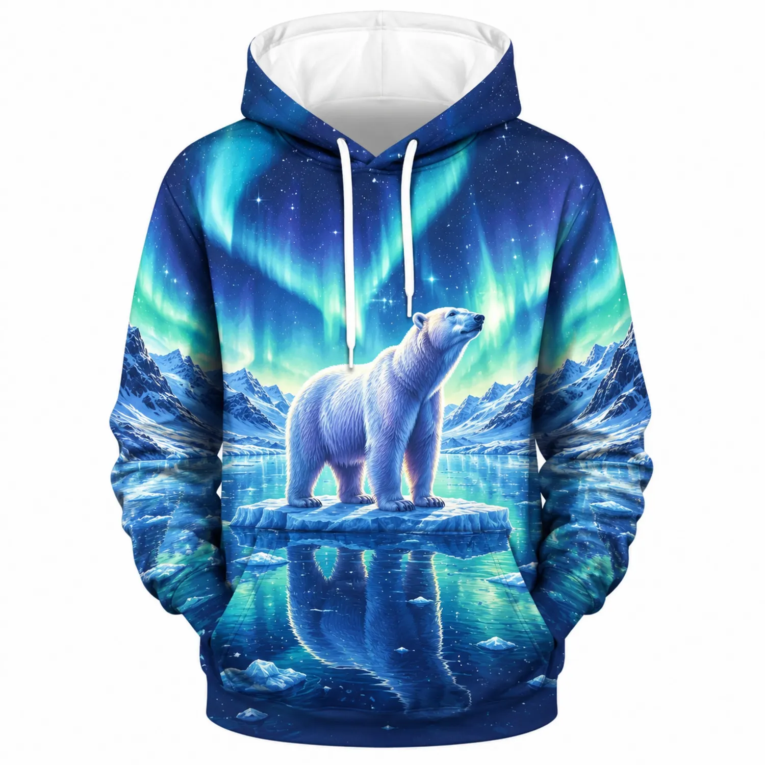 Bluza z kapturem z nadrukiem niedźwiedzia polarnego