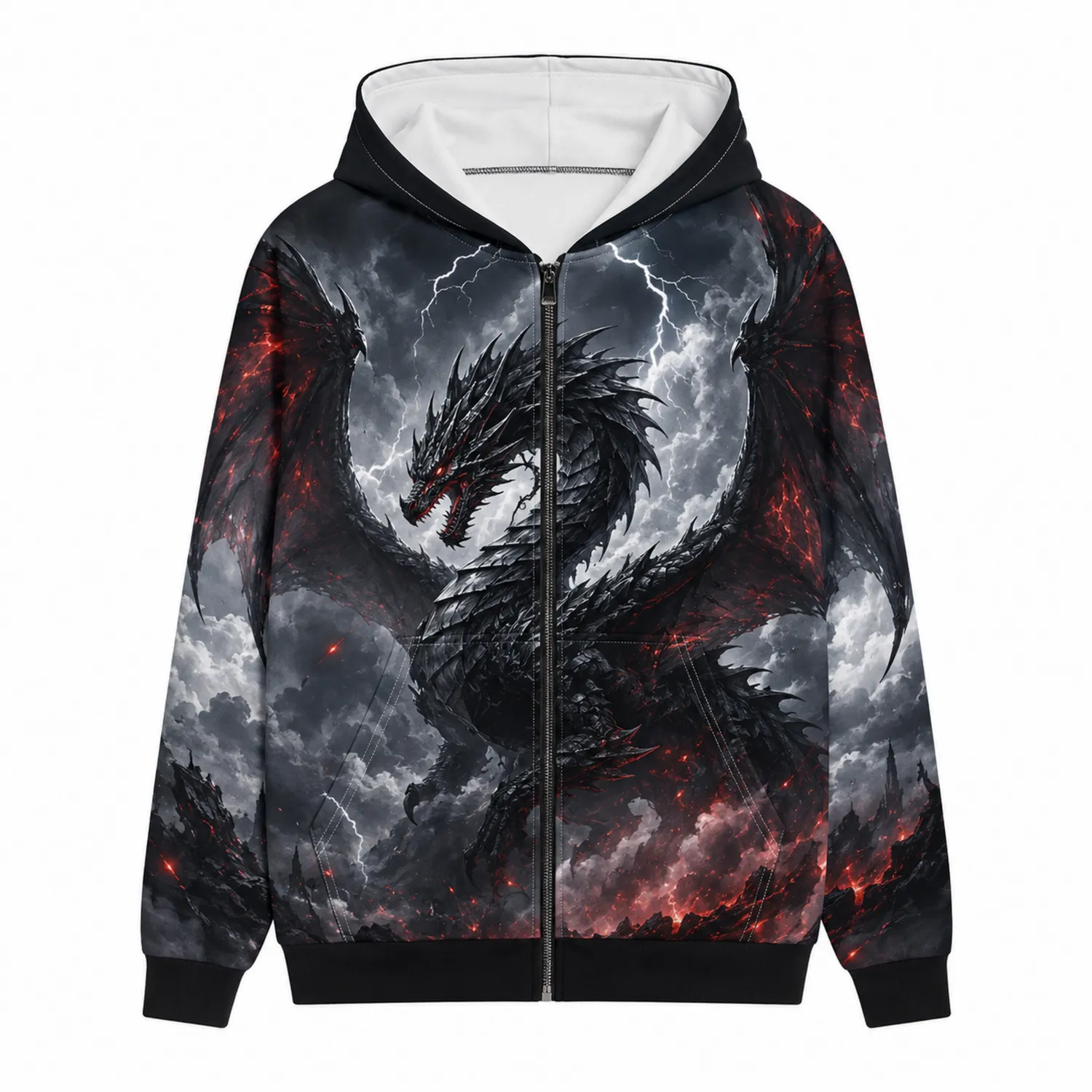 Bluza z kapturem dla chłopców z nadrukiem smoka