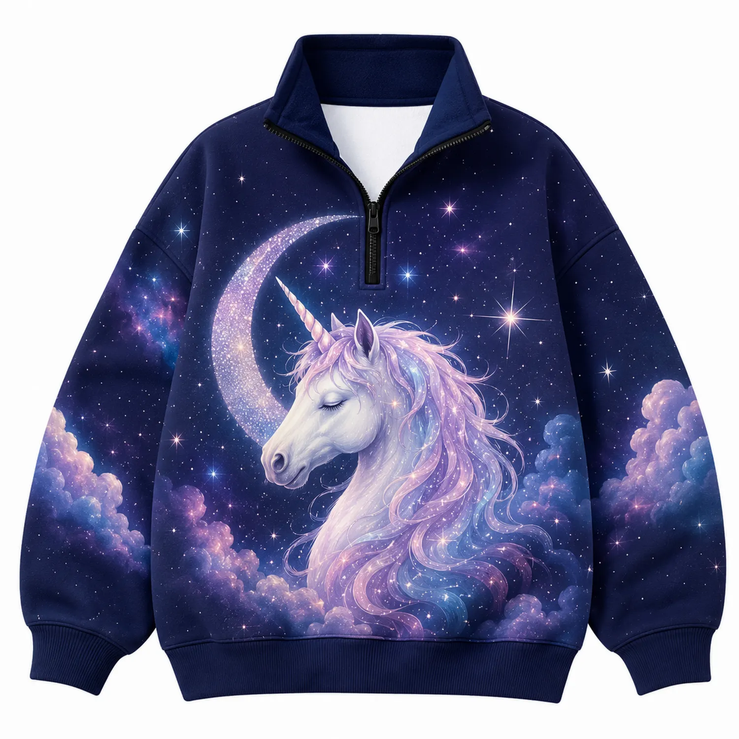 Dziecięca Bluza z Jednorożcem i Księżycem Galaxy 1/4 Zip