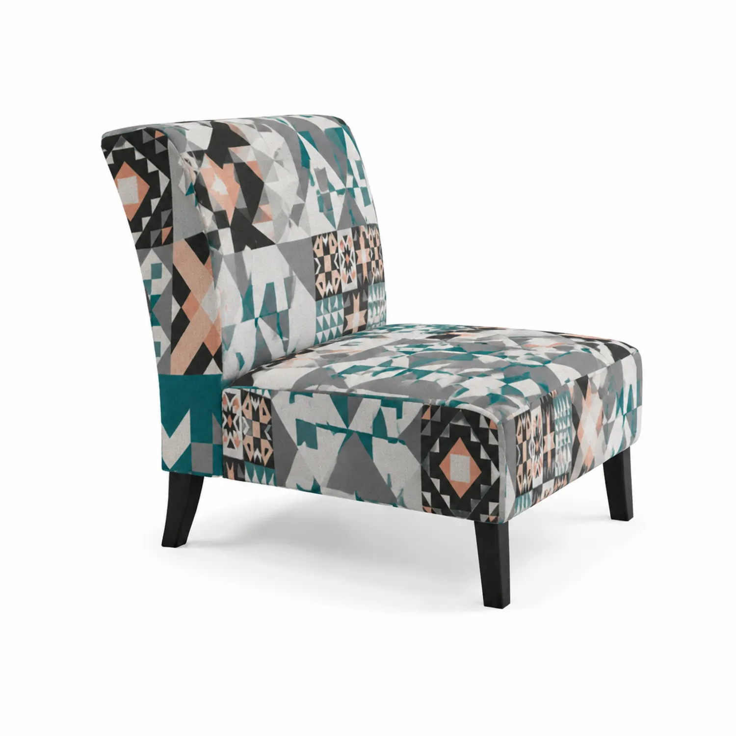 Fauteuil en tissu polyester imprimé géométrique 60x70x80cm Multicolore