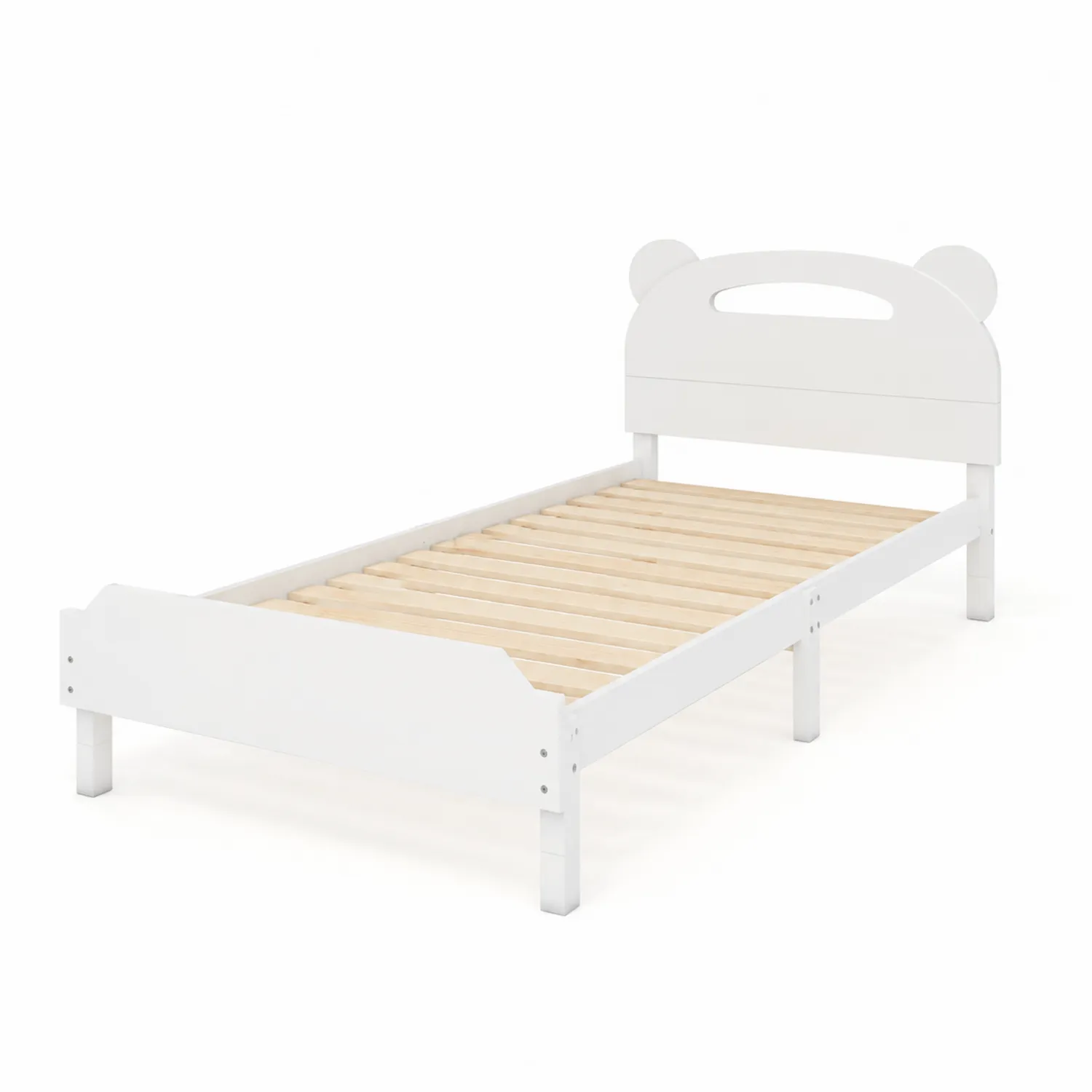 Lit pour enfant en bois avec tête de lit en forme d'oreilles 140x70 cm