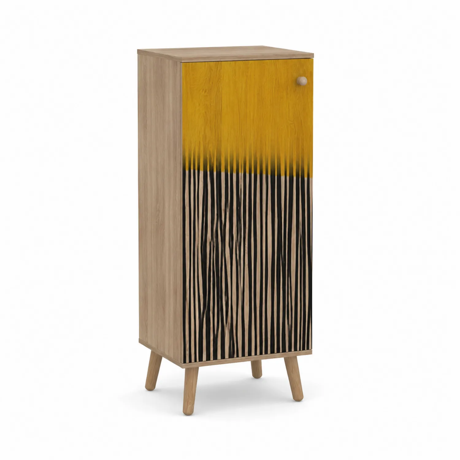 Armoire à chaussures en bois couleur Chêne et Jaune 120x50x40cm