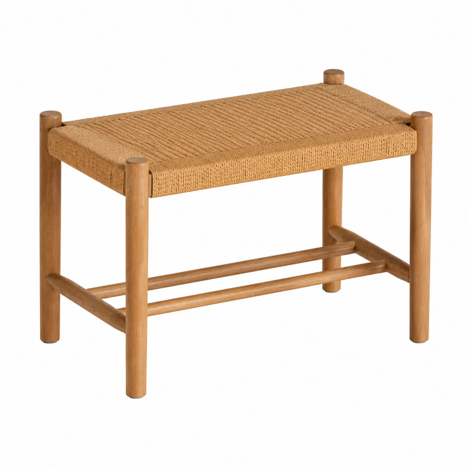 Banc en bois et rotin 75x40x45 cm Naturel
