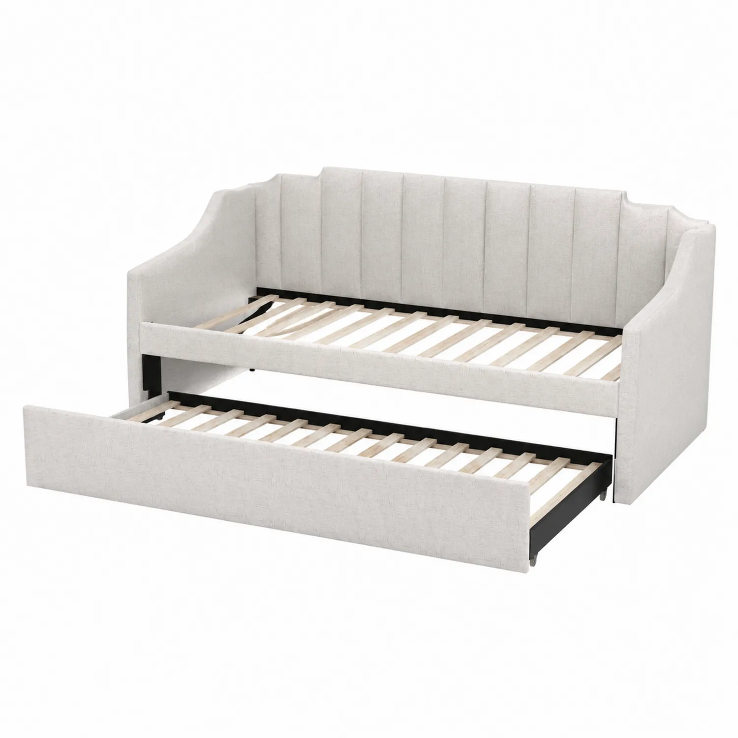 Lit de jour avec tiroir en tissu polyester Beige