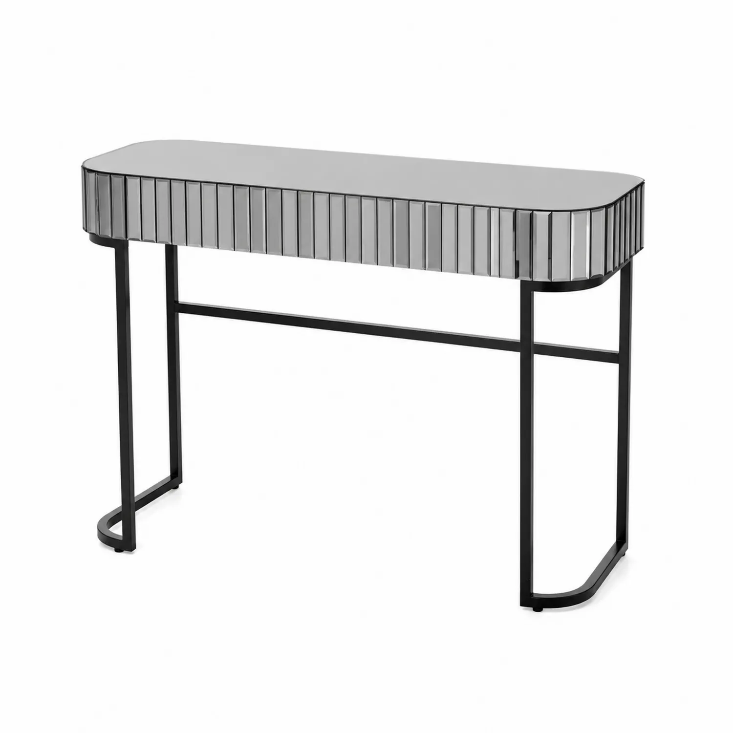 Console en verre et métal noir 120 cm