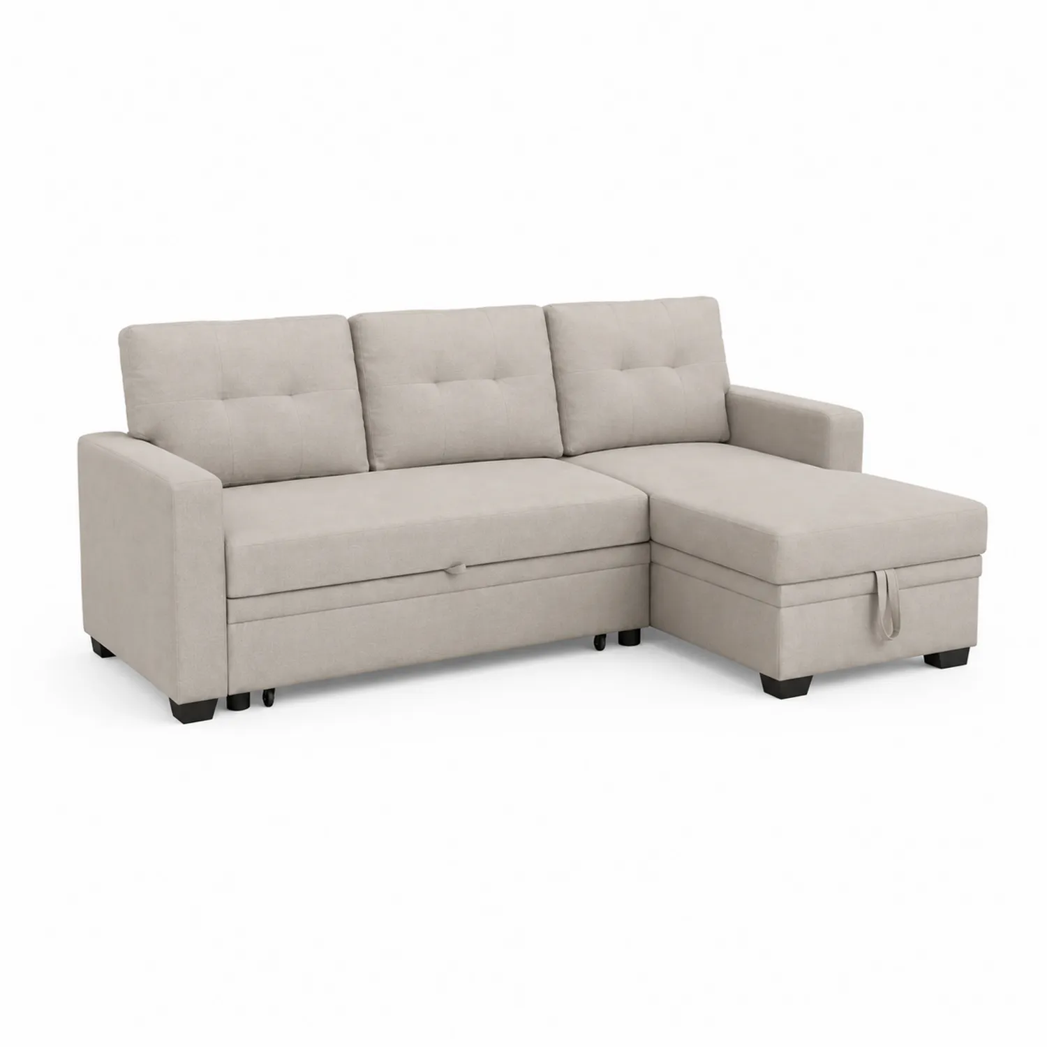 Canapé en tissu avec méridienne et coffre 230x150x85 cm