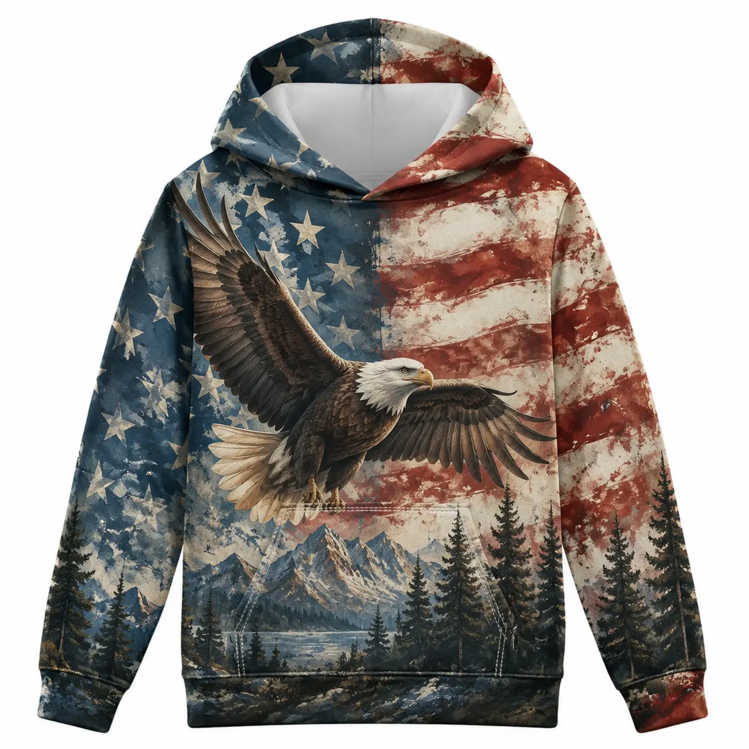 Adler US-Flagge Print Kapuzenpullover Jungen Hoodie