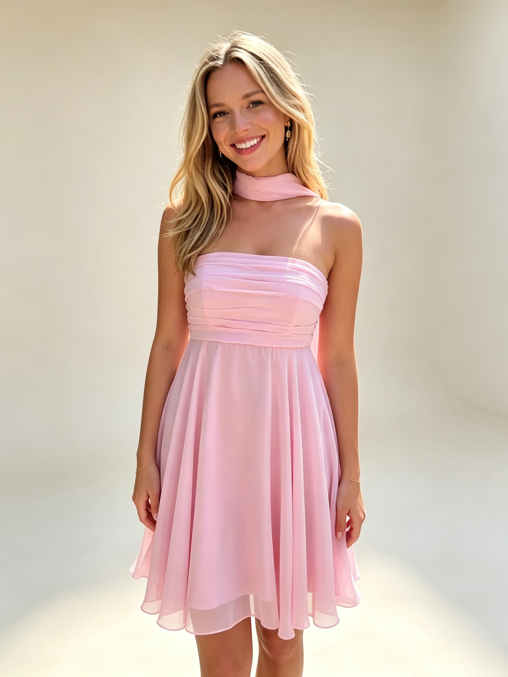 Strapless Chiffon A-Line Homecoming Dresses with Scarf Cassiopeia Zorynnex