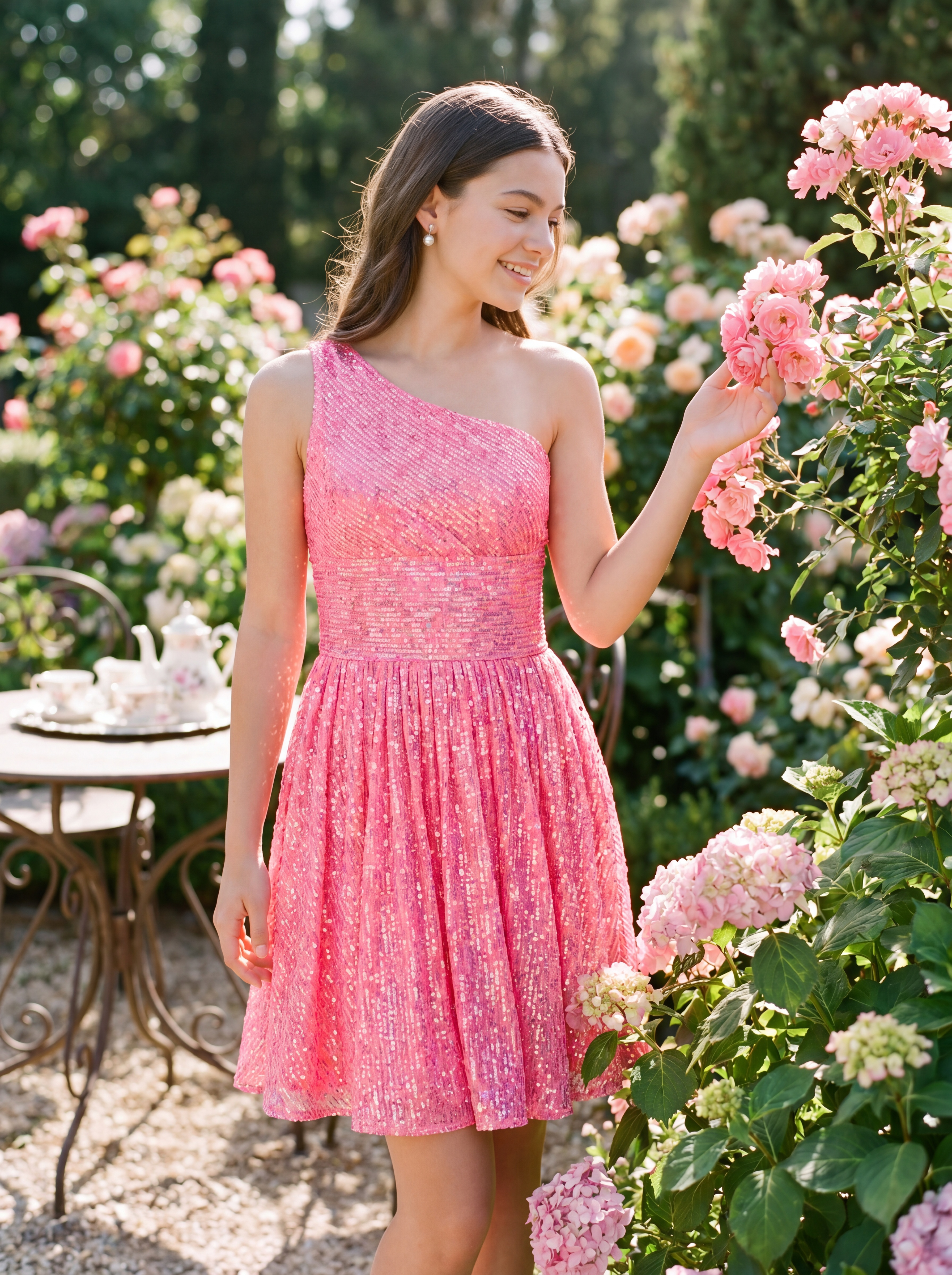 Sequined A-Line Mini One-Shoulder Design Homecoming Dresses for Teens Girls 2026 Larissa Zorynnex