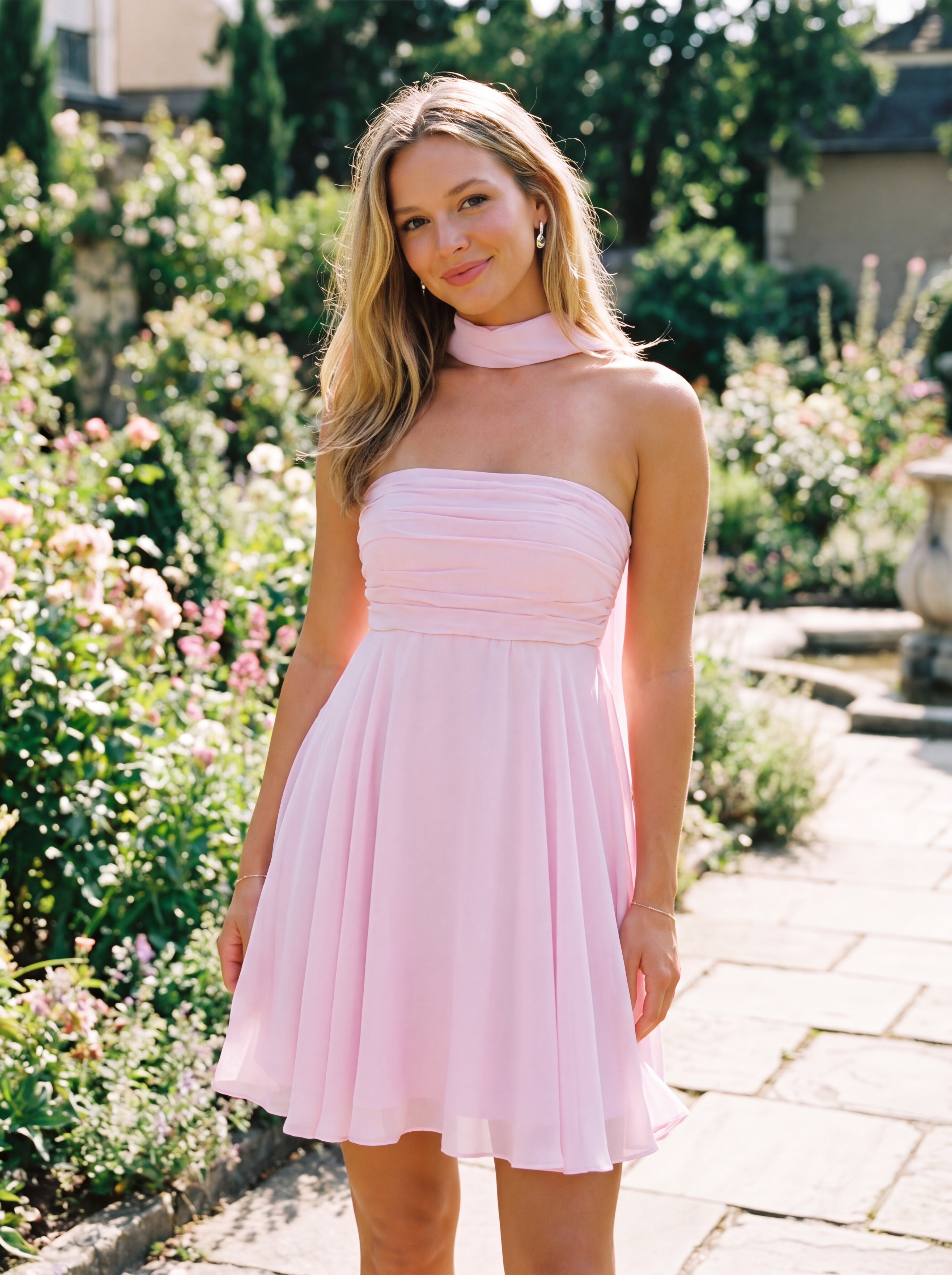 Strapless Chiffon A-Line Homecoming Dresses with Scarf Cassiopeia Zorynnex