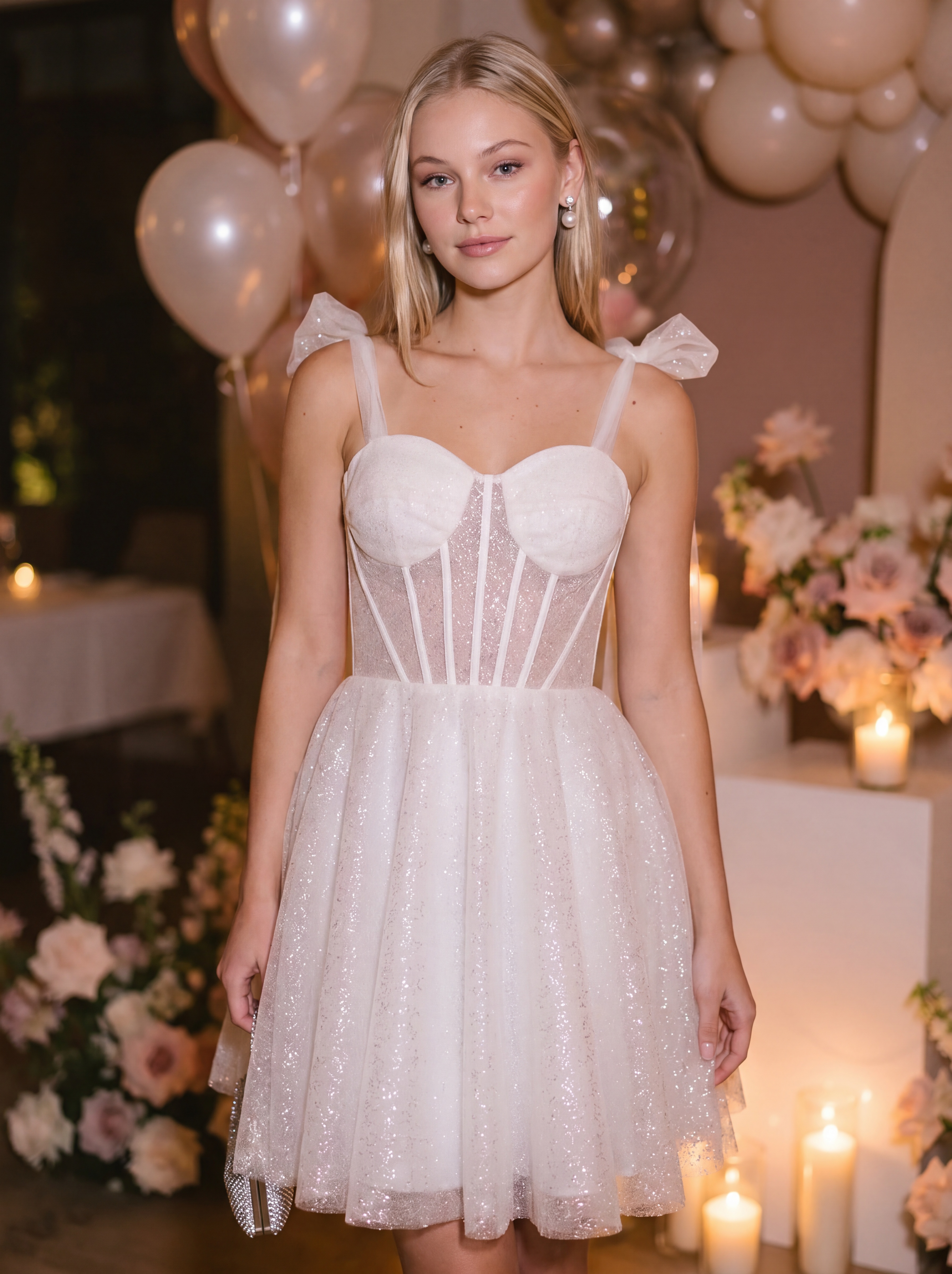 Tie-Strap A-Line Mini Spraying Party Dress for Teens Girls 2026 Jocelyn Zorynnex