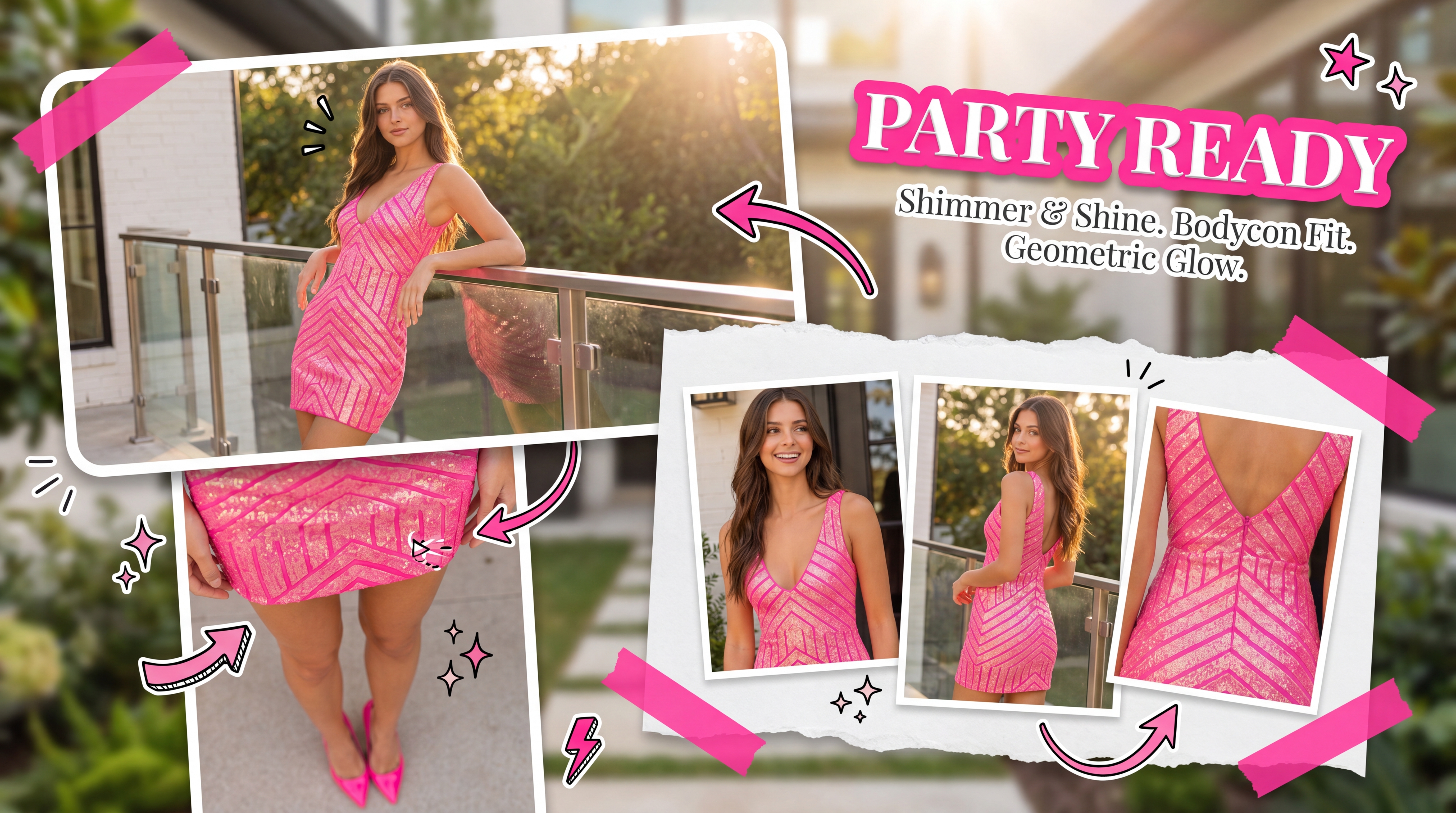 Zorynnex Mini Party Dresses with Sequins Demi Fuchsia Bodycon Stripes Short Homecoming Dresses Prom Dresses for Teens Girls 2026