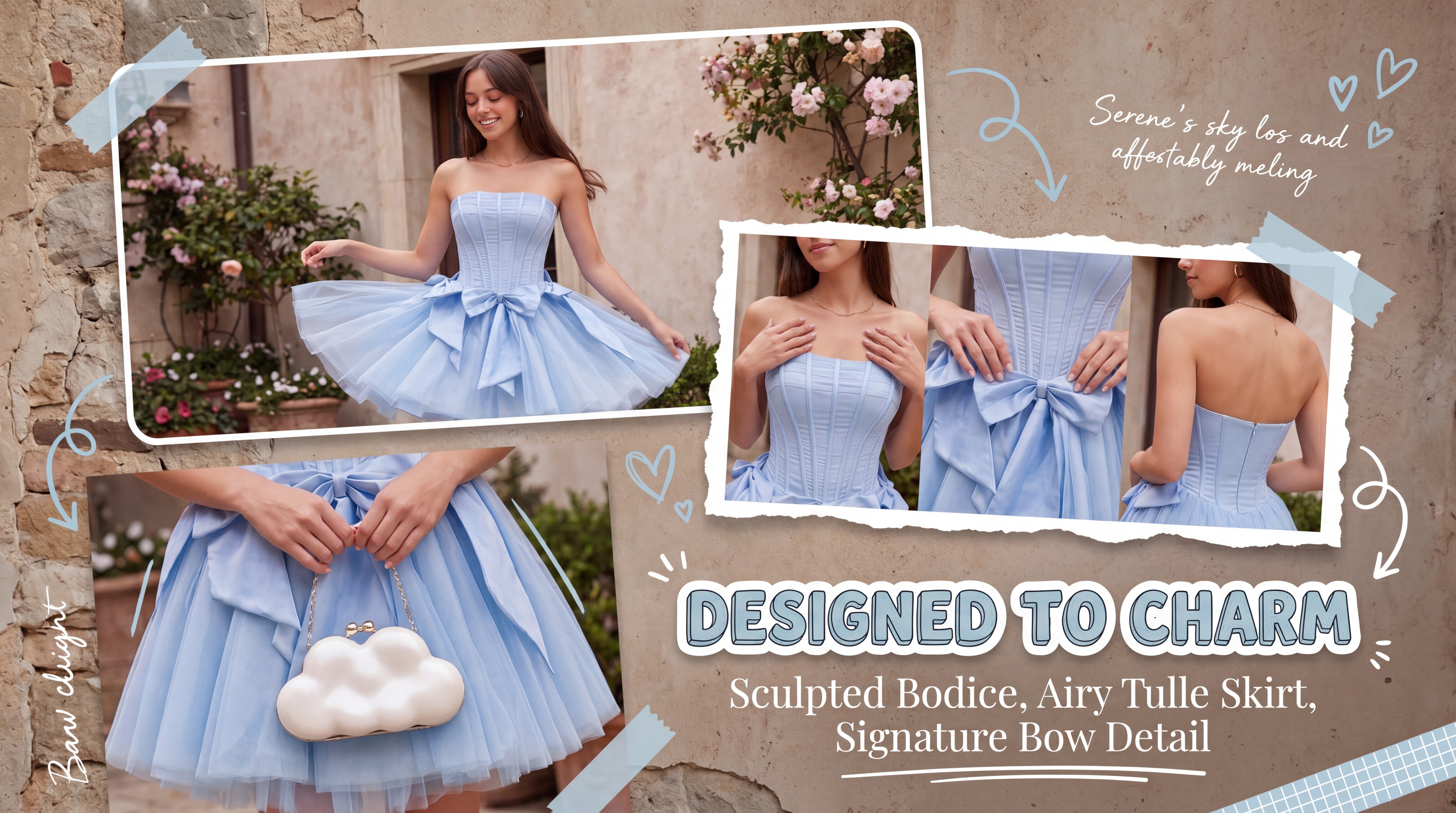 Short A-Line Tulle Homecoming Dress with Strapless Corset and Bow Melania Zorynnex