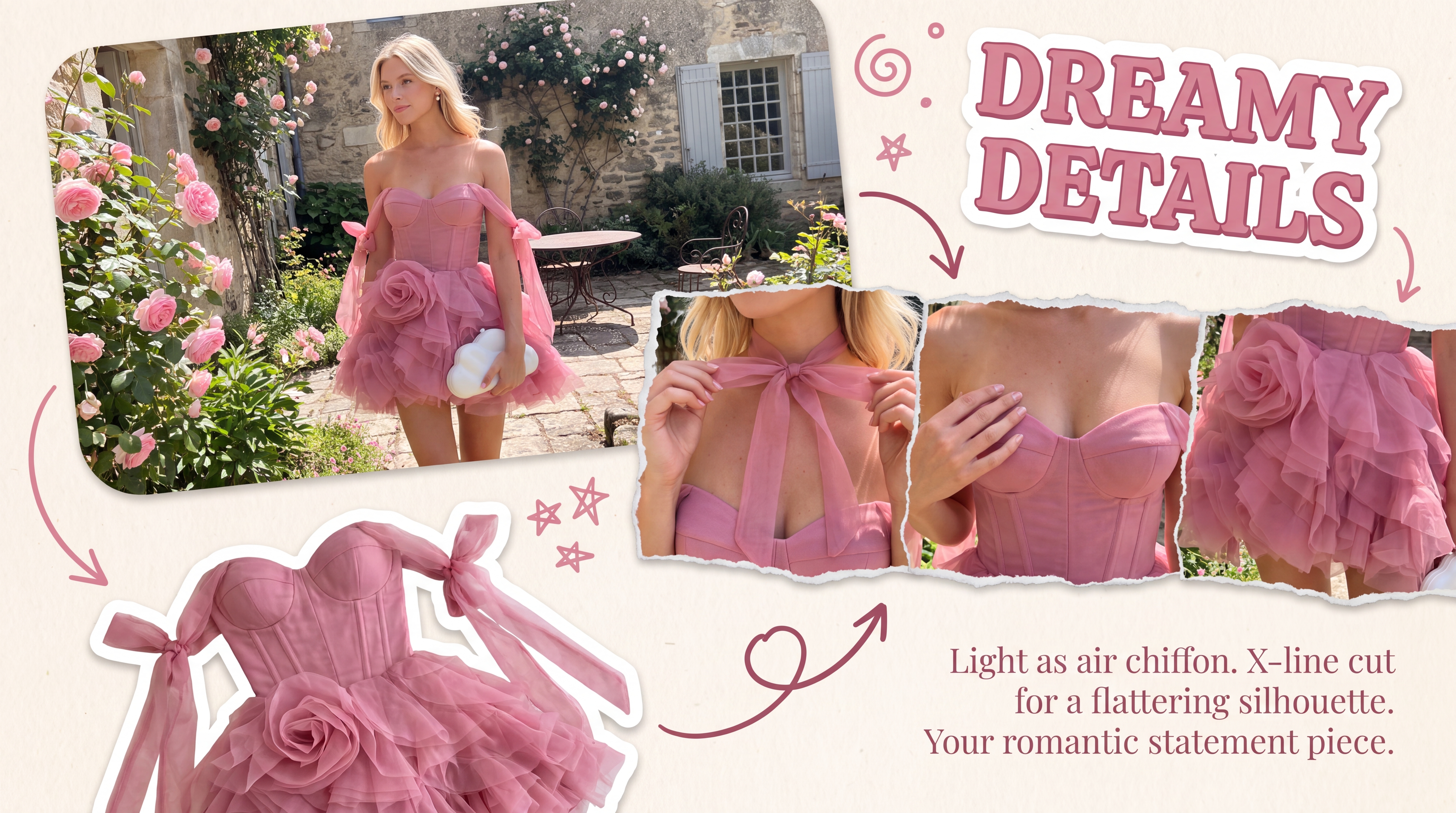 Organza A-Line Corset Bodice Ruffled Skirt Bow Straps Homecoming Dress Vrindini Zorynnex