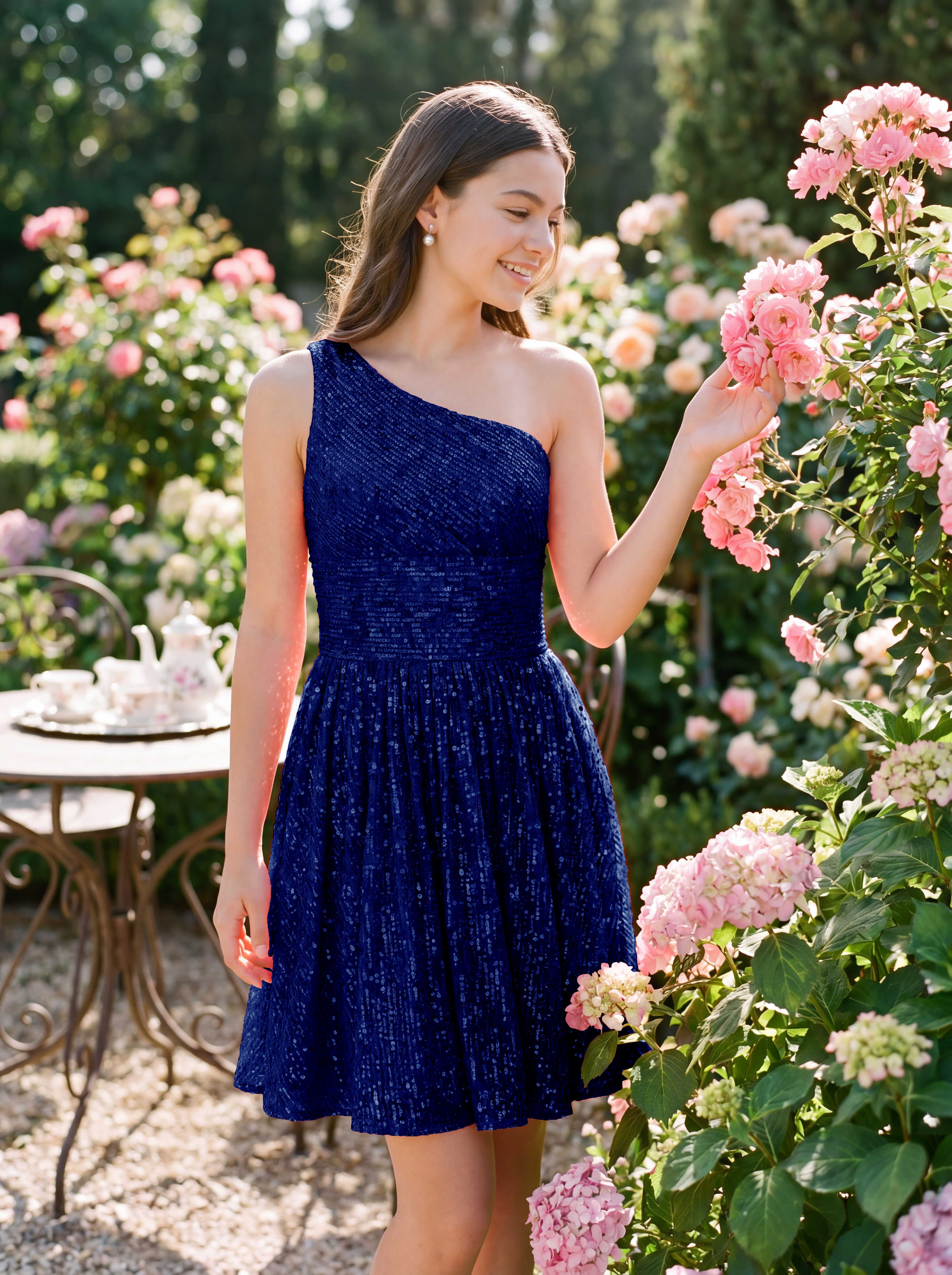 Sequined A-Line Mini One-Shoulder Design Homecoming Dresses for Teens Girls 2026 Larissa Zorynnex