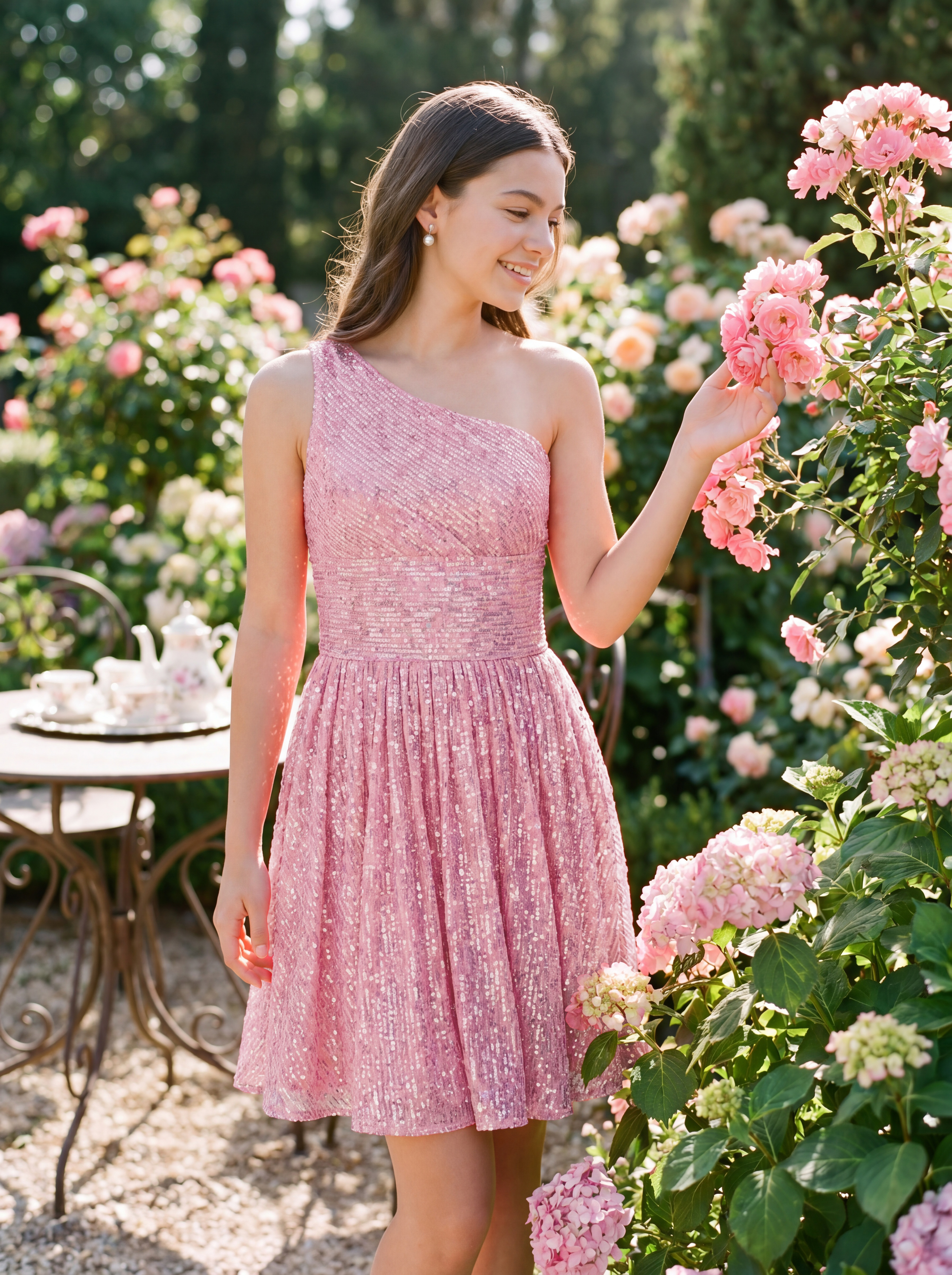 Sequined A-Line Mini One-Shoulder Design Homecoming Dresses for Teens Girls 2026 Larissa Zorynnex
