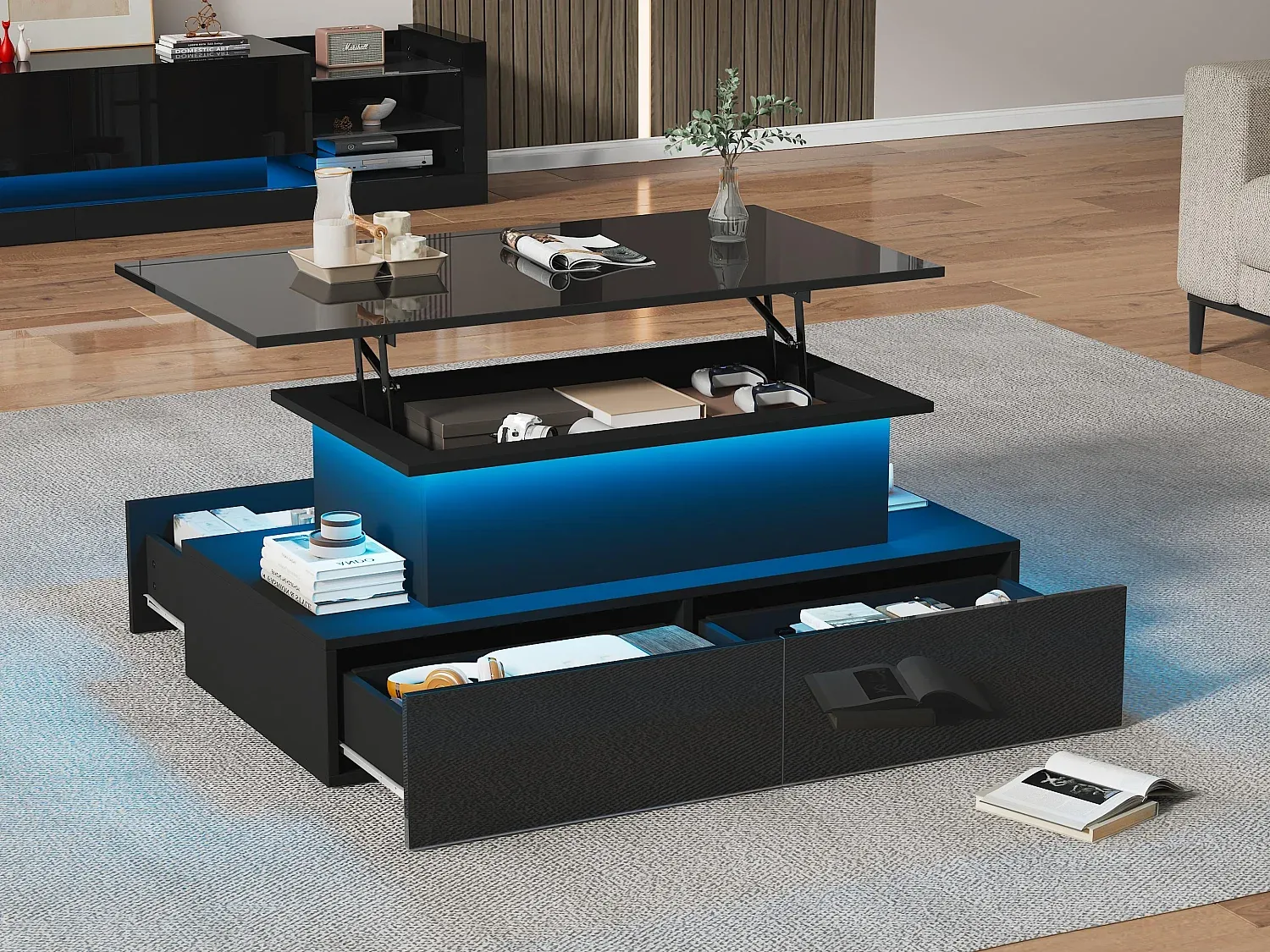 Wohnzimmer und Flur,Wohnzimmermöbel,Couchtisch höhenverstellbar-Nestalumeo