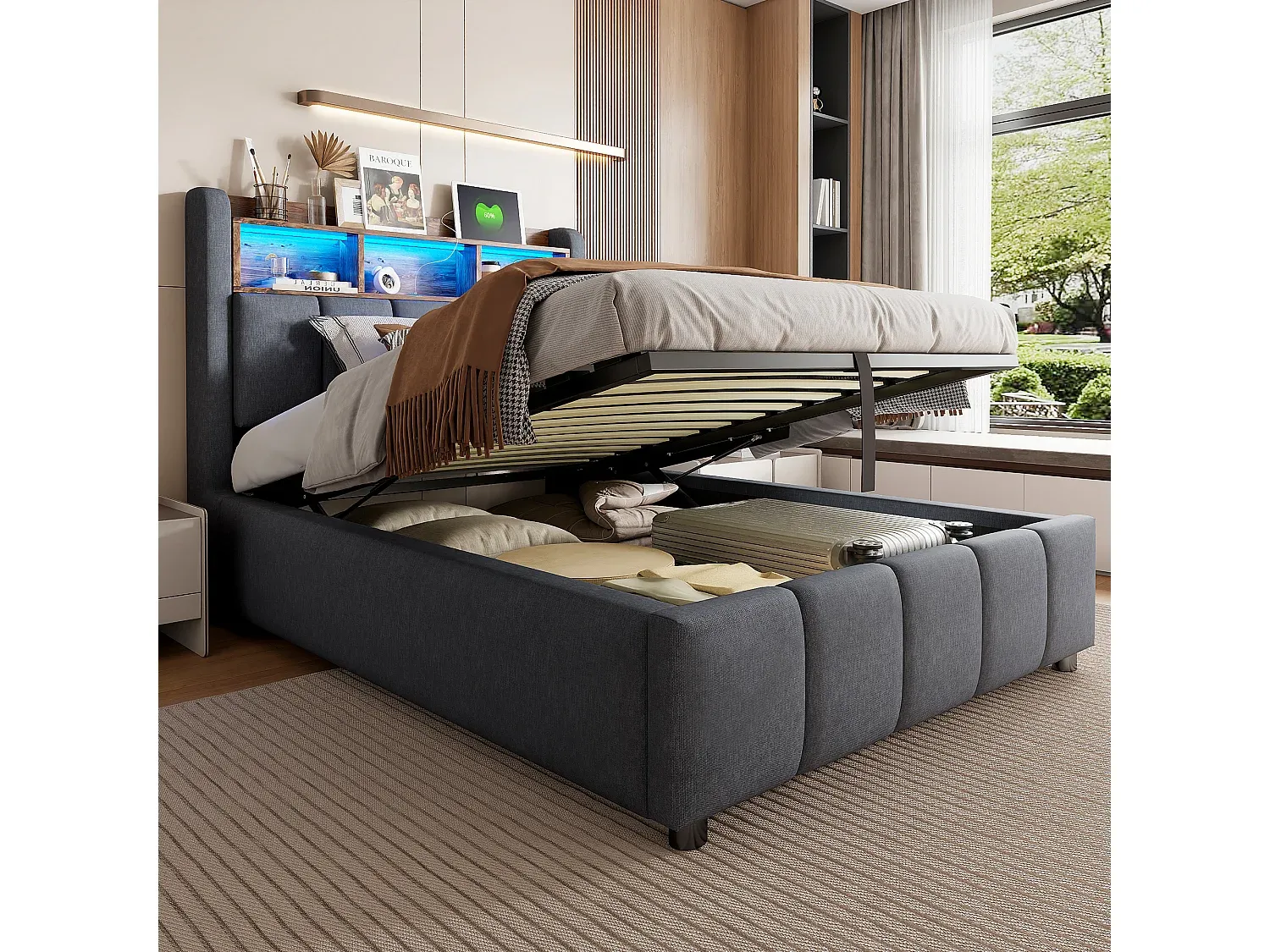 Schlafzimmer,Bereich Bett,Bett mit Bettkasten-Nestalumeo