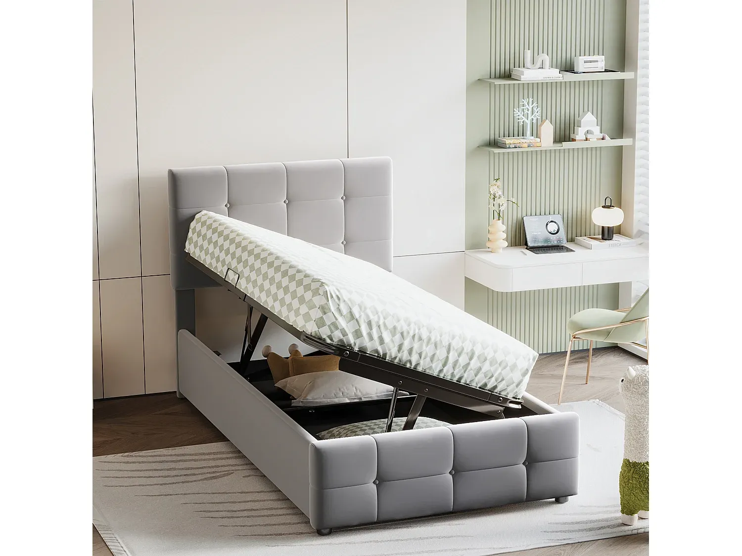 Schlafzimmer,Bereich Bett,Bett mit Bettkasten-Nestalumeo