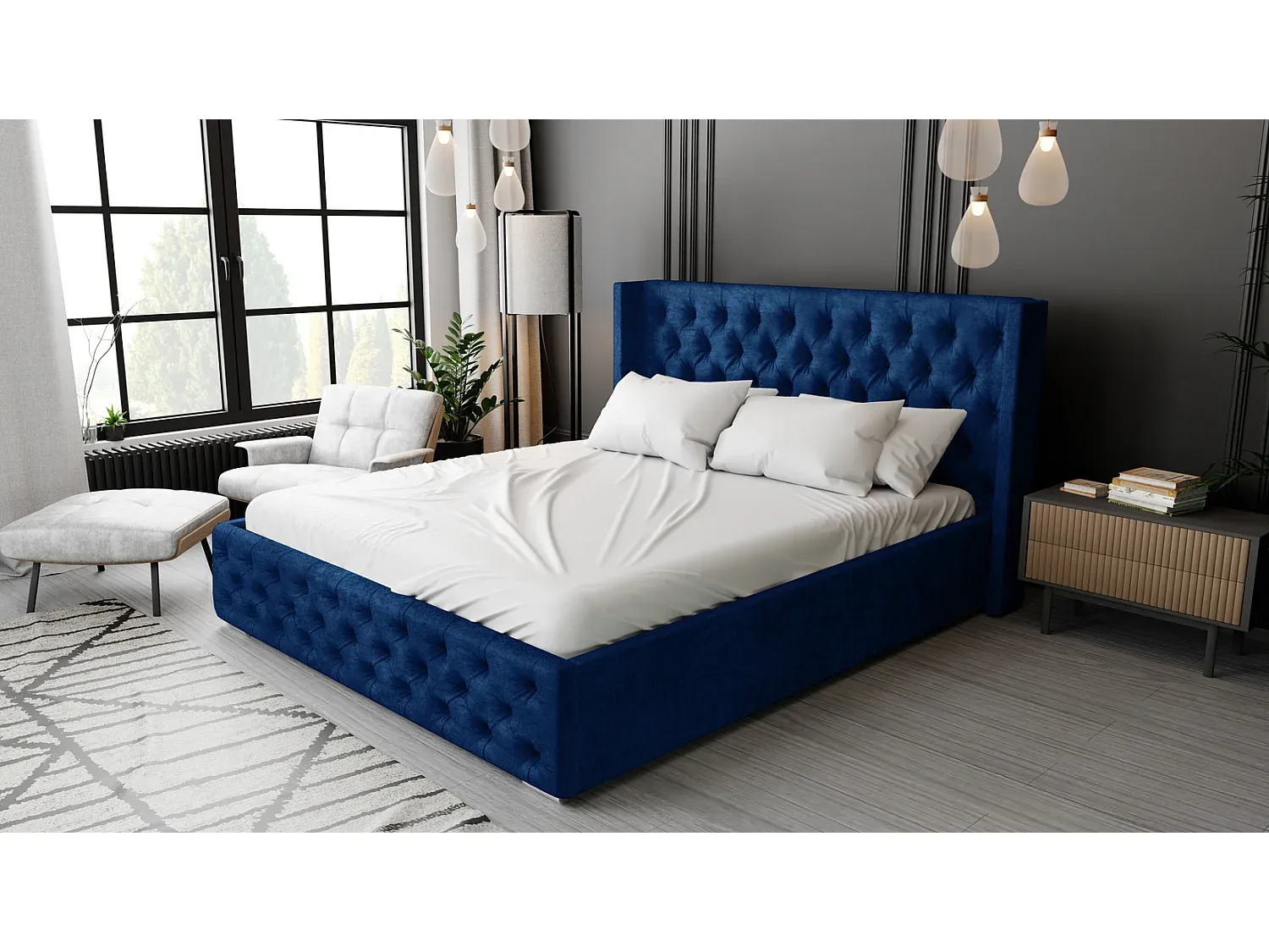 Schlafzimmer,Bereich Bett,Bett mit Bettkasten-Nestalumeo