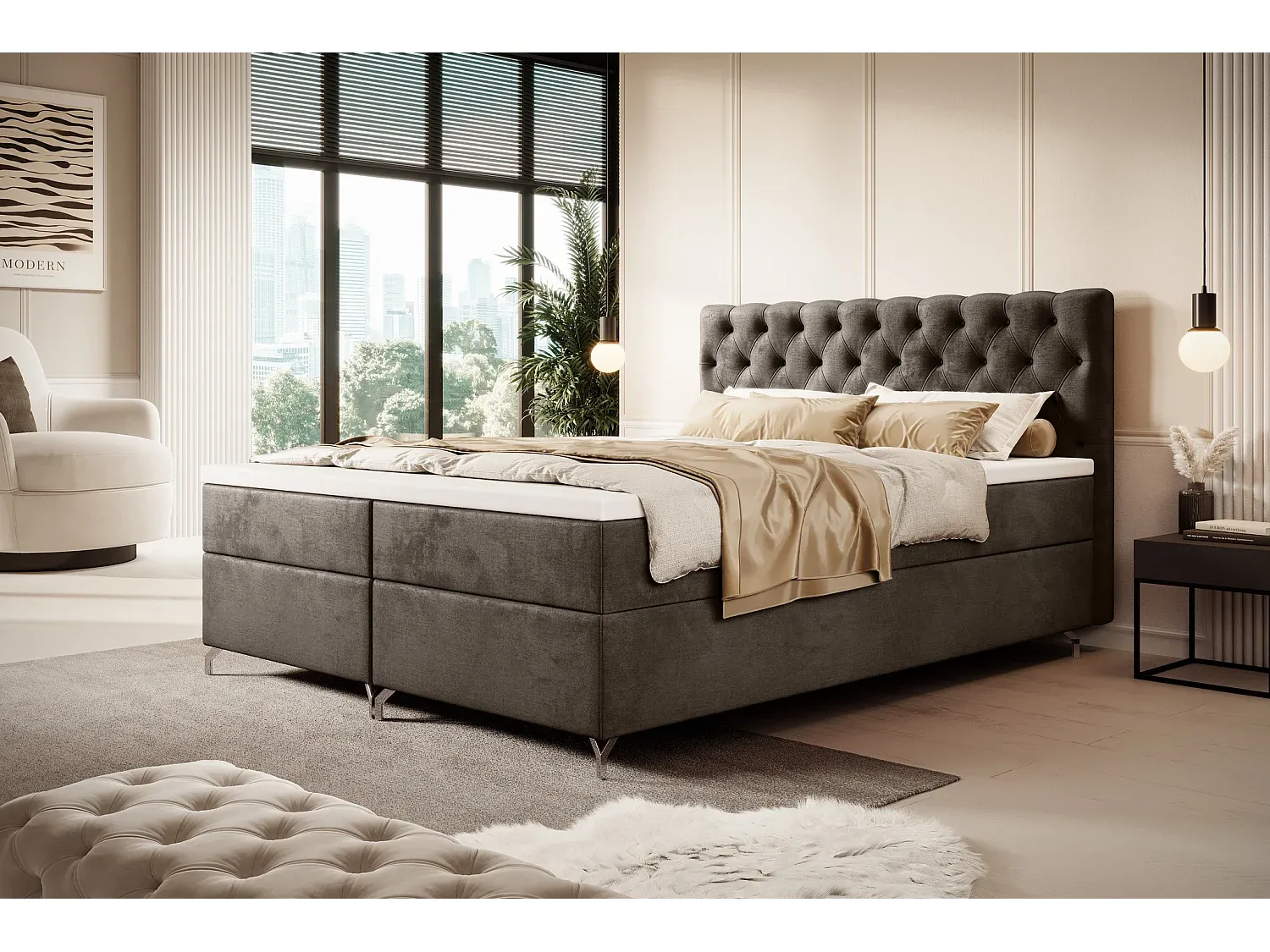 Schlafzimmer,Bereich Bett,Boxspringbett-Nestalumeo