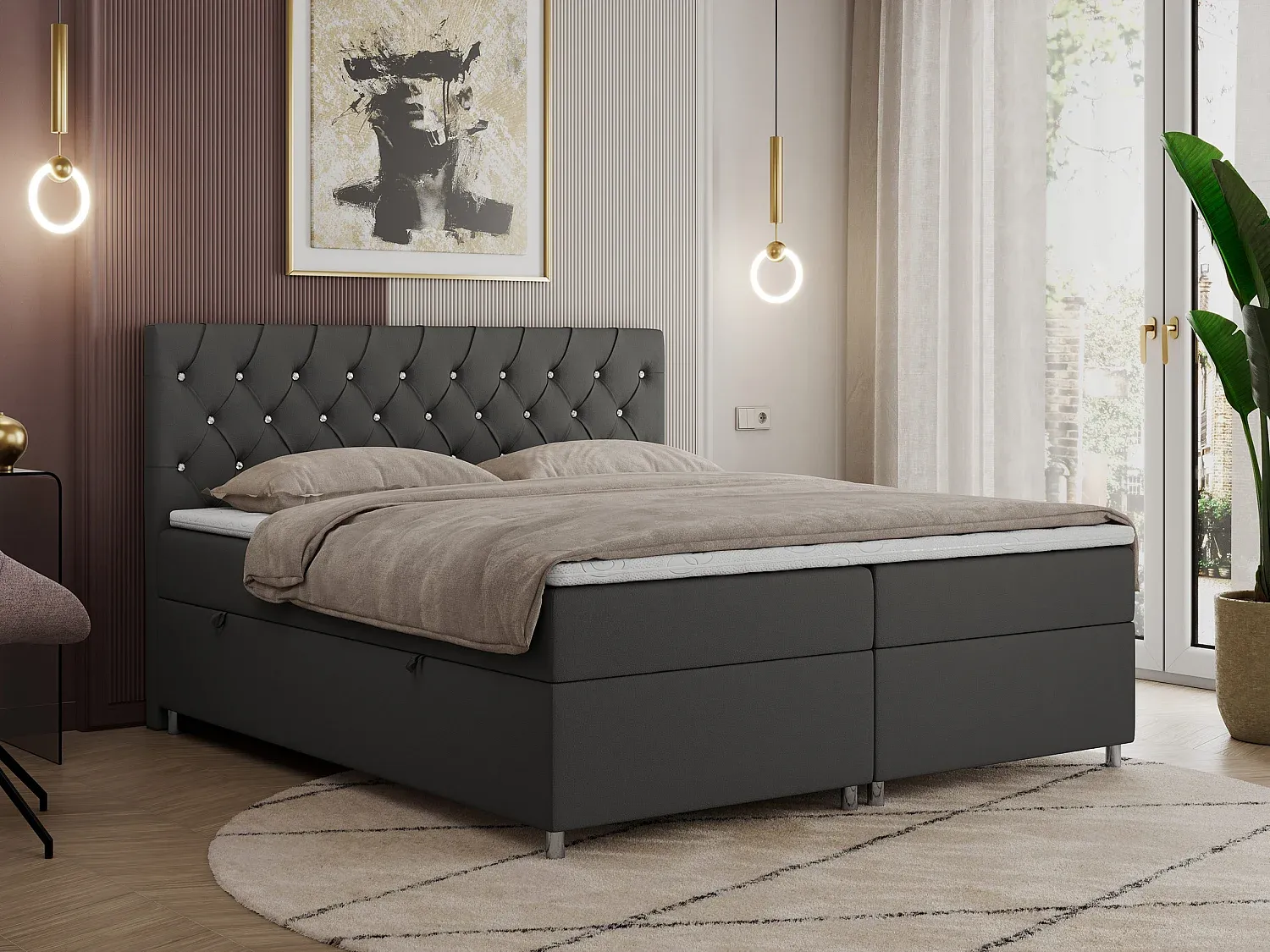 Schlafzimmer,Bereich Bett,Boxspringbett-Nestalumeo