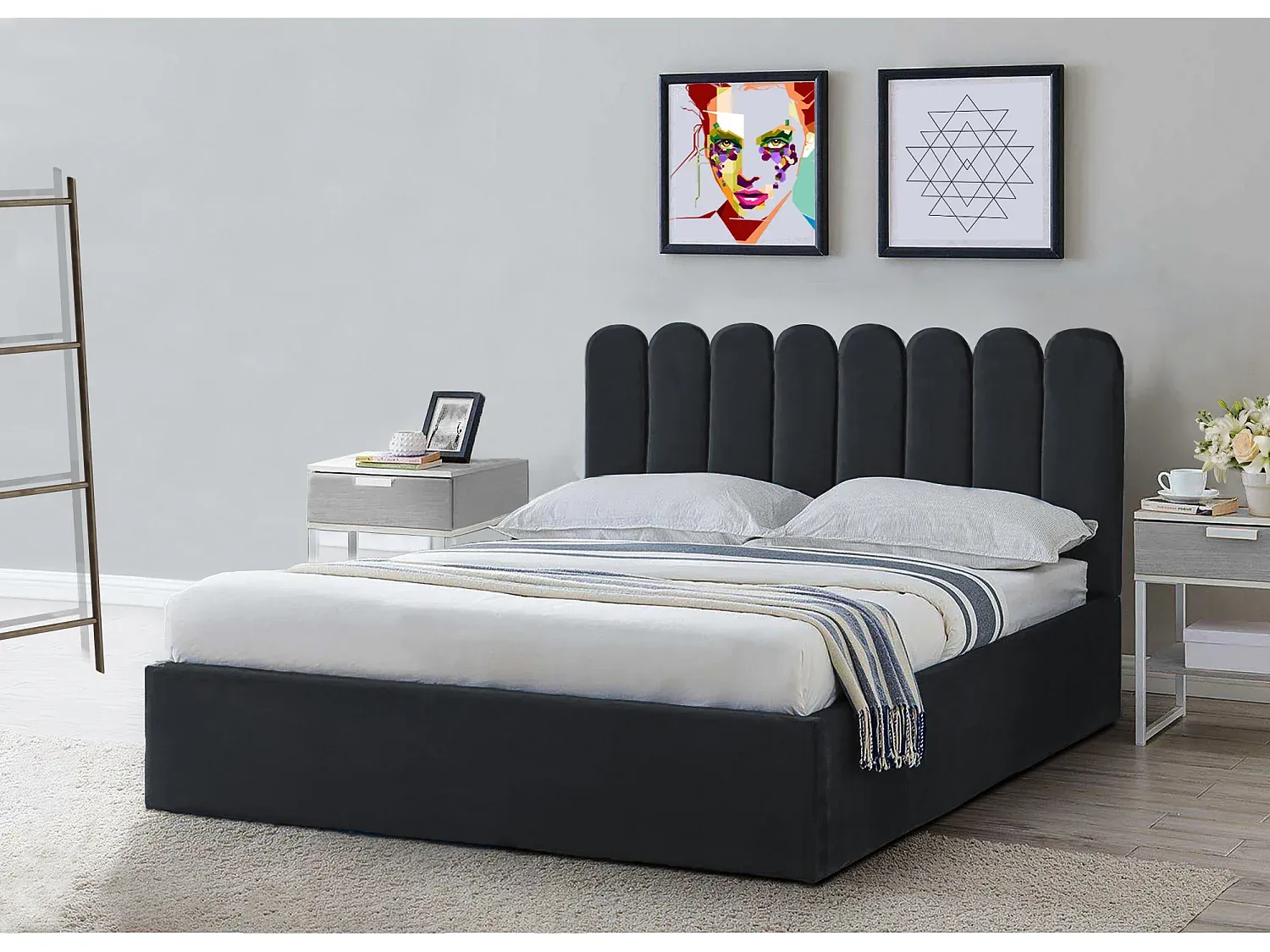 Schlafzimmer,Bereich Bett,Bett mit Bettkasten-Nestalumeo