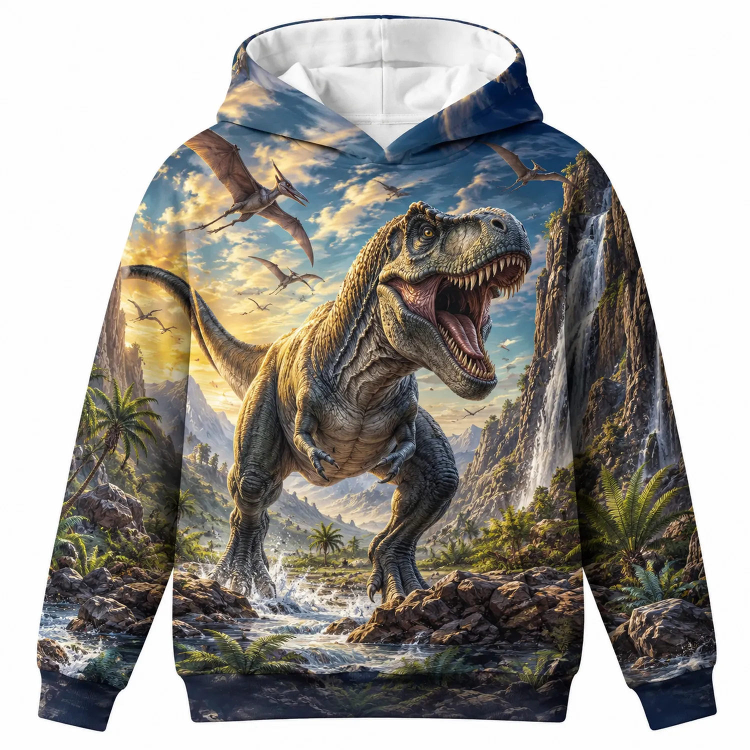 Bluza z kapturem dla chłopców z motywem dinozaura