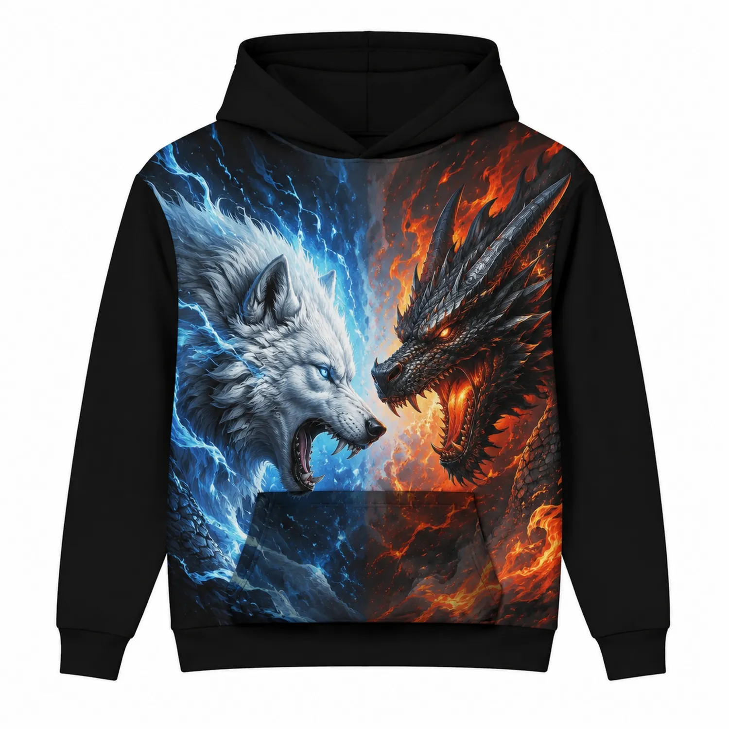 Bluza z kapturem dla chłopców Wilk Smok Graficzny
