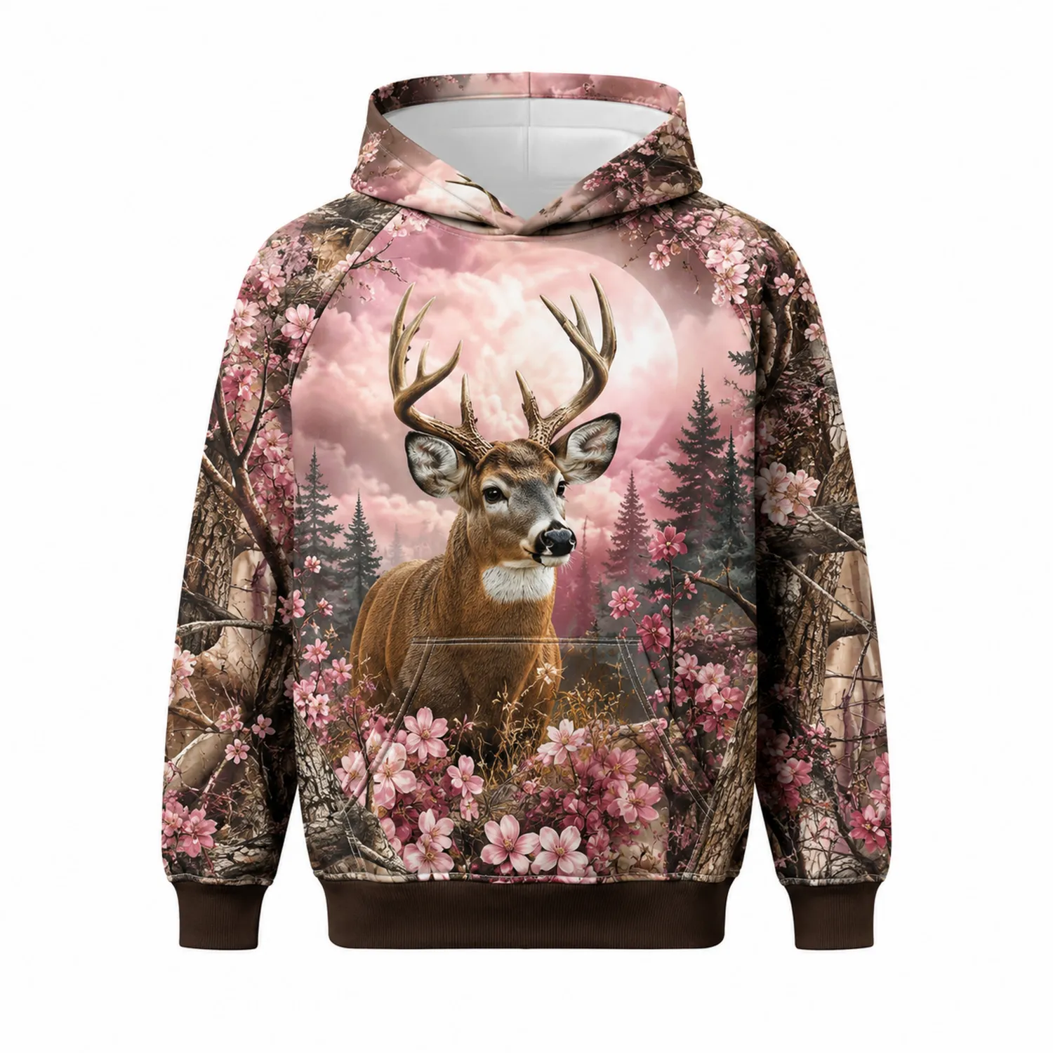 Bluza z kapturem dla dzieci z jeleniem i kwiatami