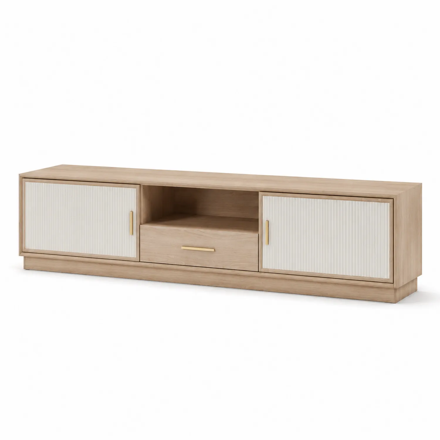 Meuble TV en bois avec portes et tiroir 180x40x50 cm