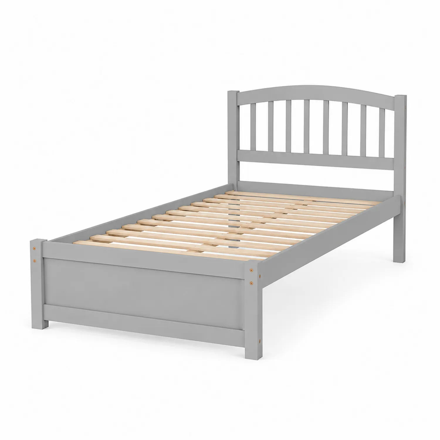 Lit simple en bois et MDF Gris 200x90 cm