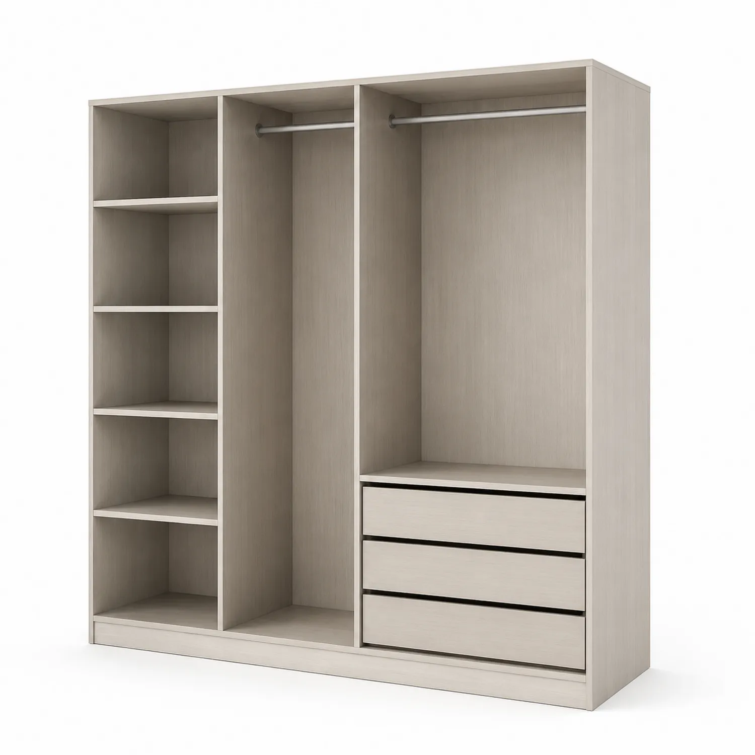 Armoire en Bois avec Étagères, Tiroirs et Tringles Beige 150x200x60 cm