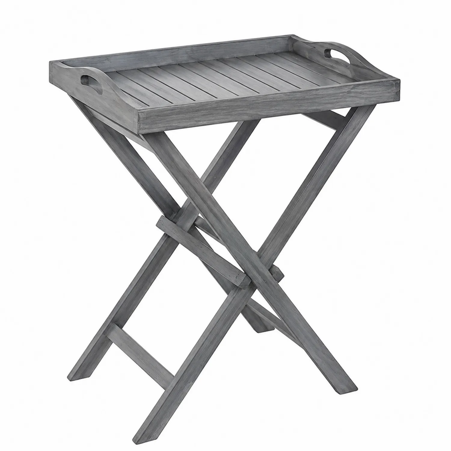 Table pliante en bois d'acacia gris 60x40x70 cm