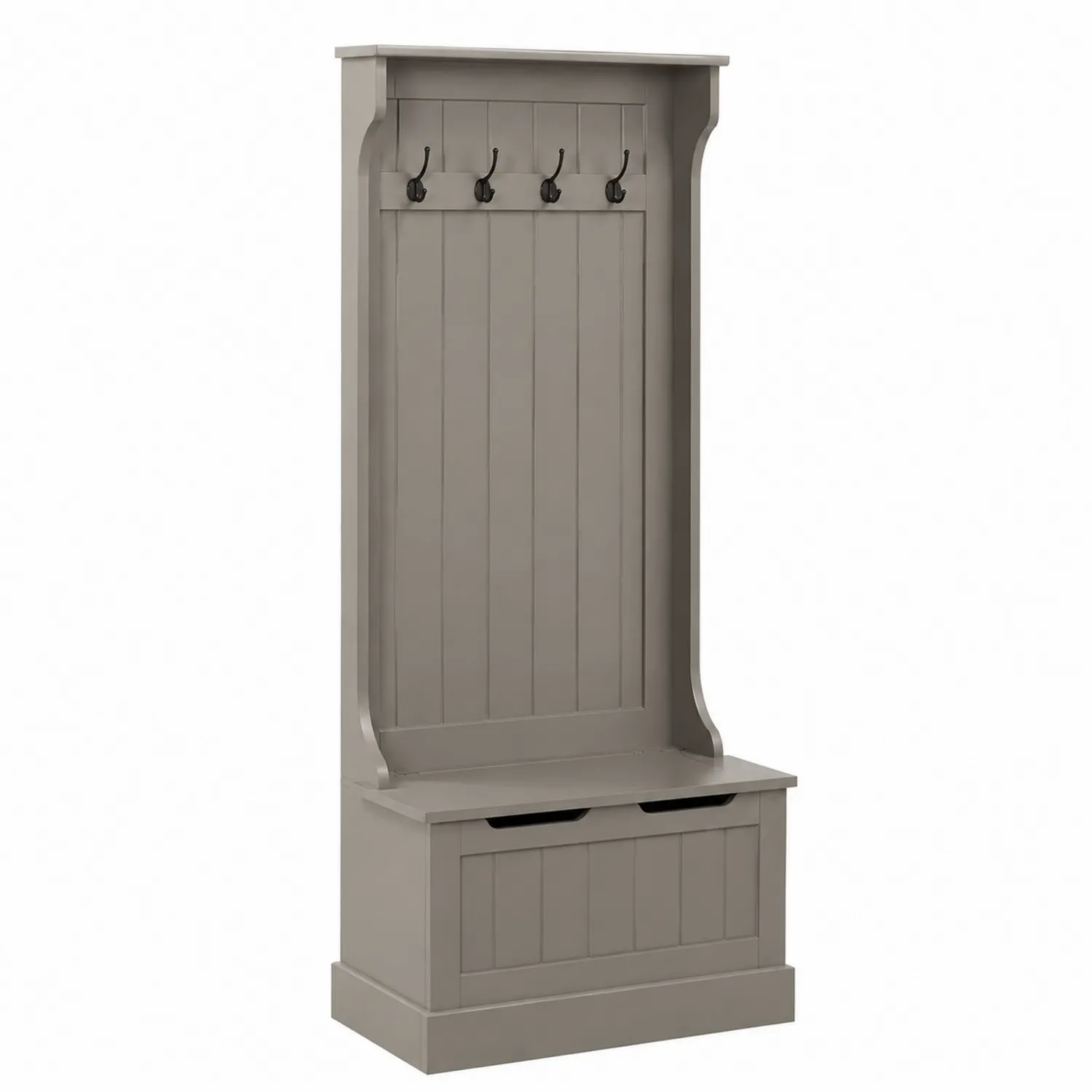 Portemanteau en Bois MDF avec Banc de Rangement Gris