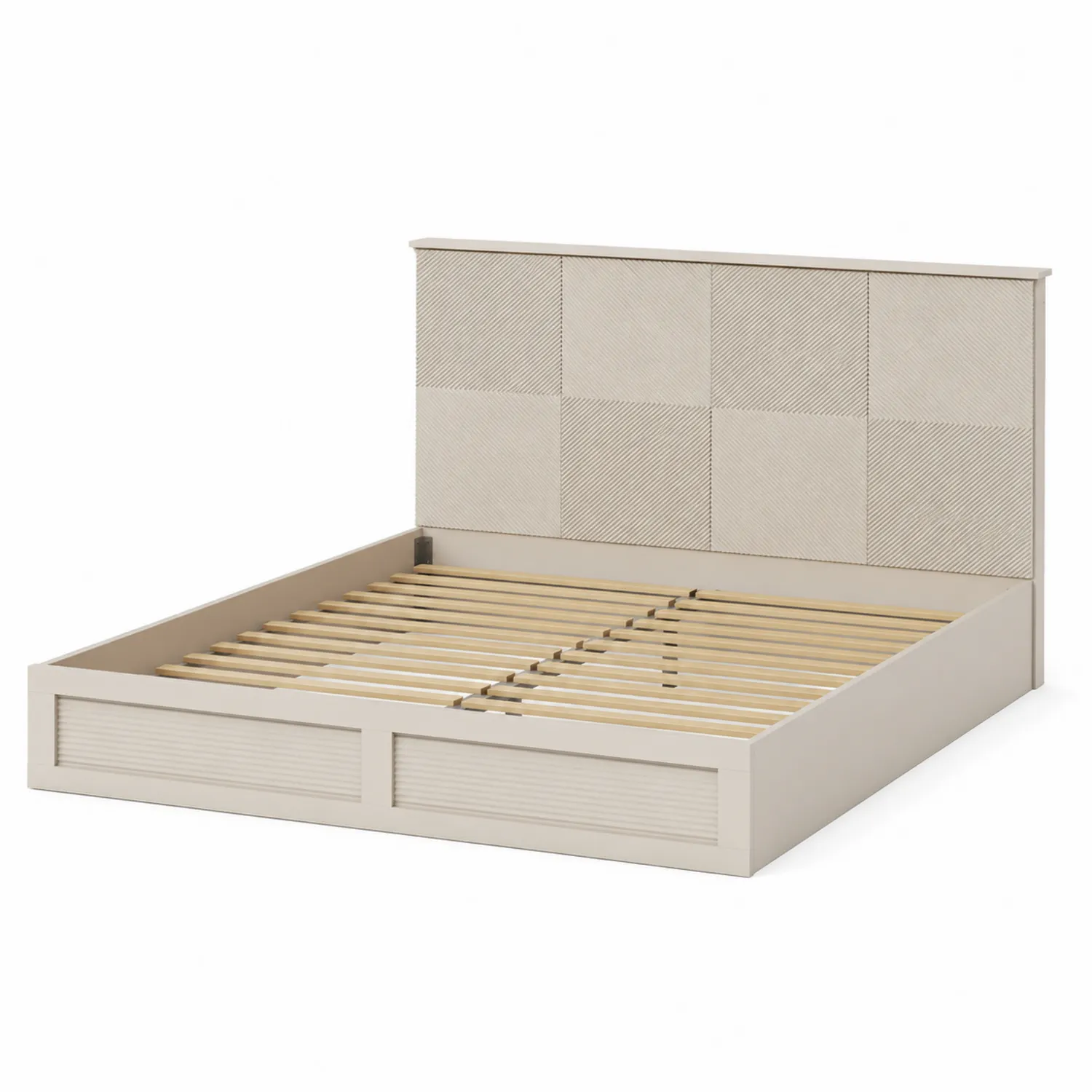 Lit en Bois et Polyester 200x160 cm Beige