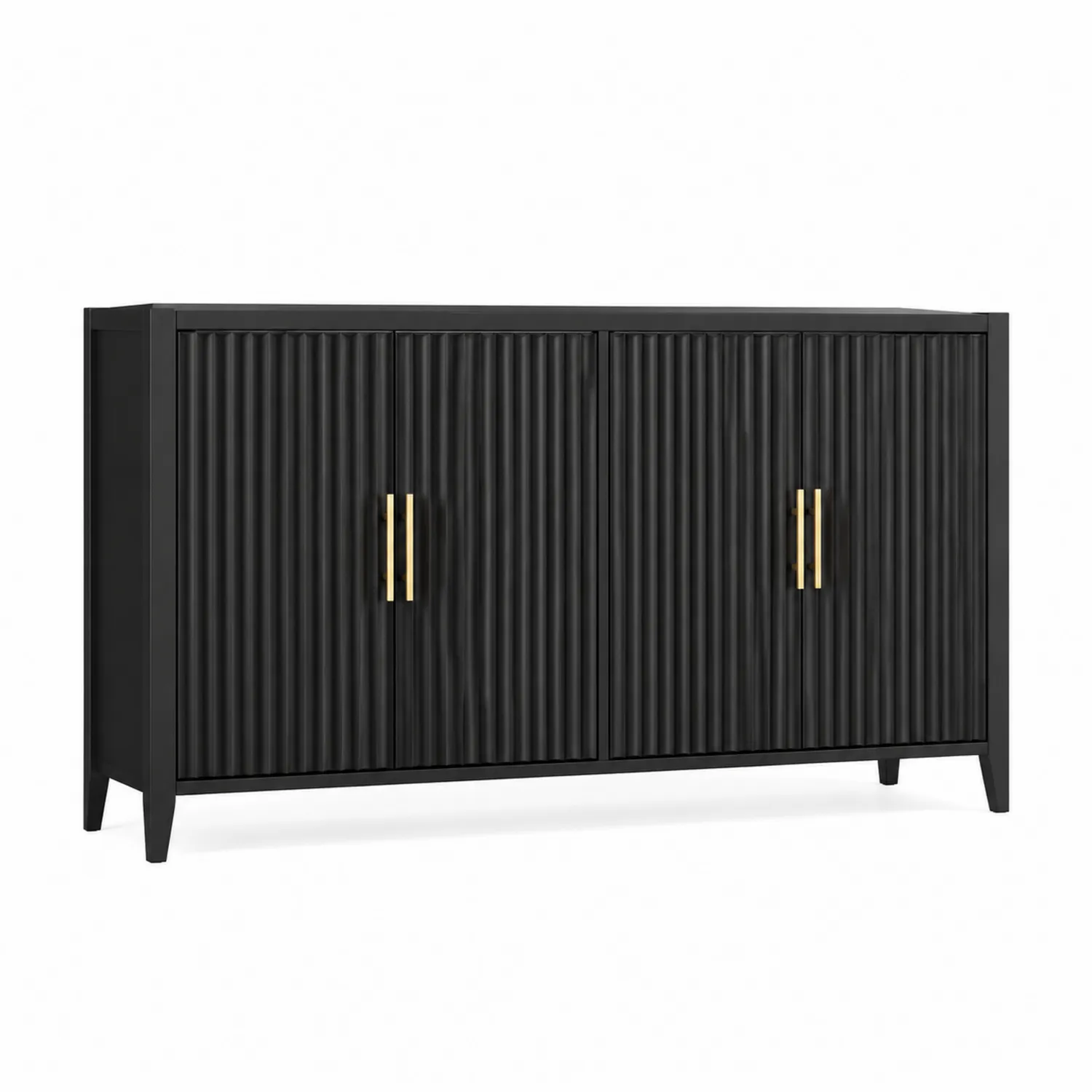 Buffet en bois noir avec poignées dorées