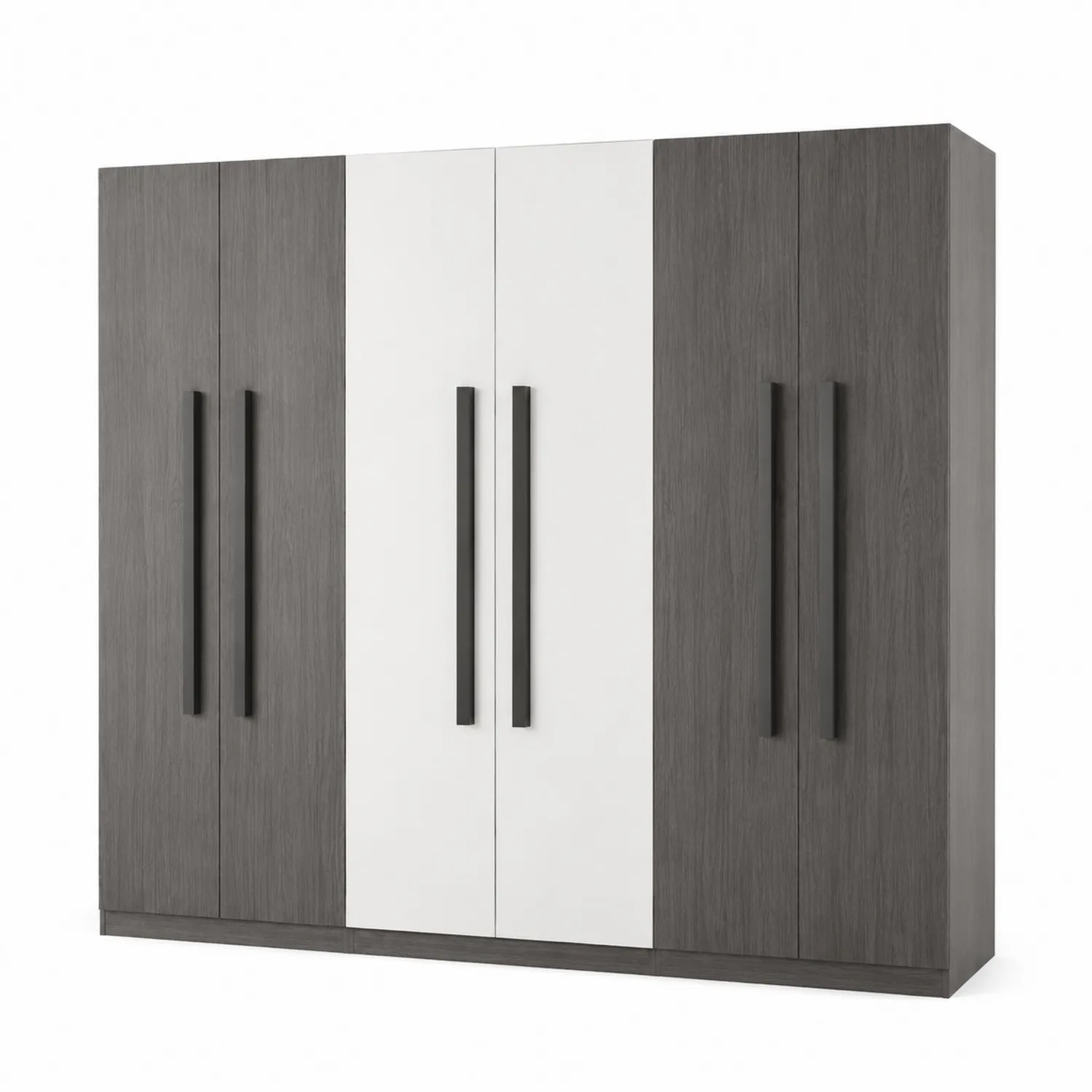 Armoire 6 Portes Bois Gris/Blanc 200x180x50 cm