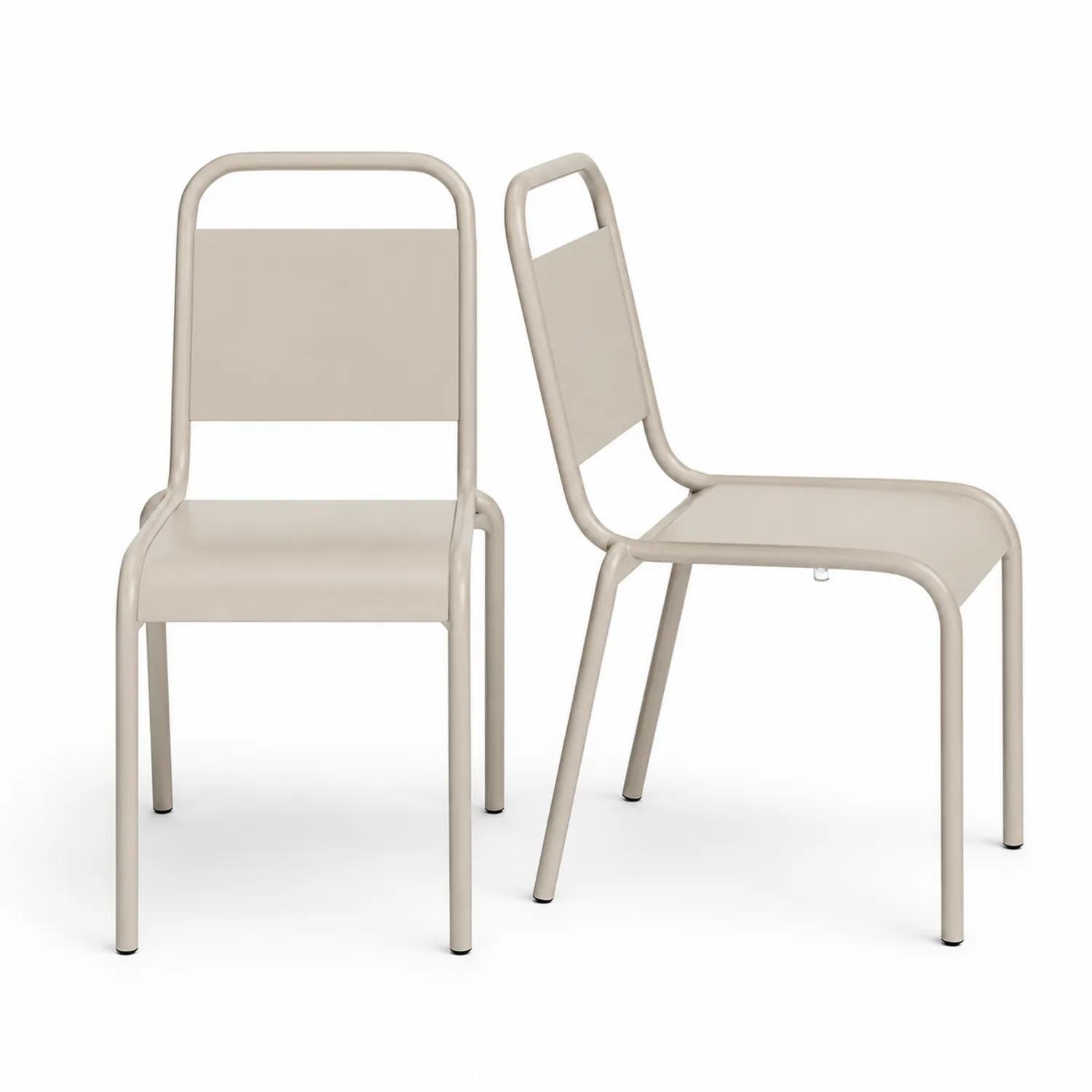 Lot de 2 chaises de jardin en métal beige