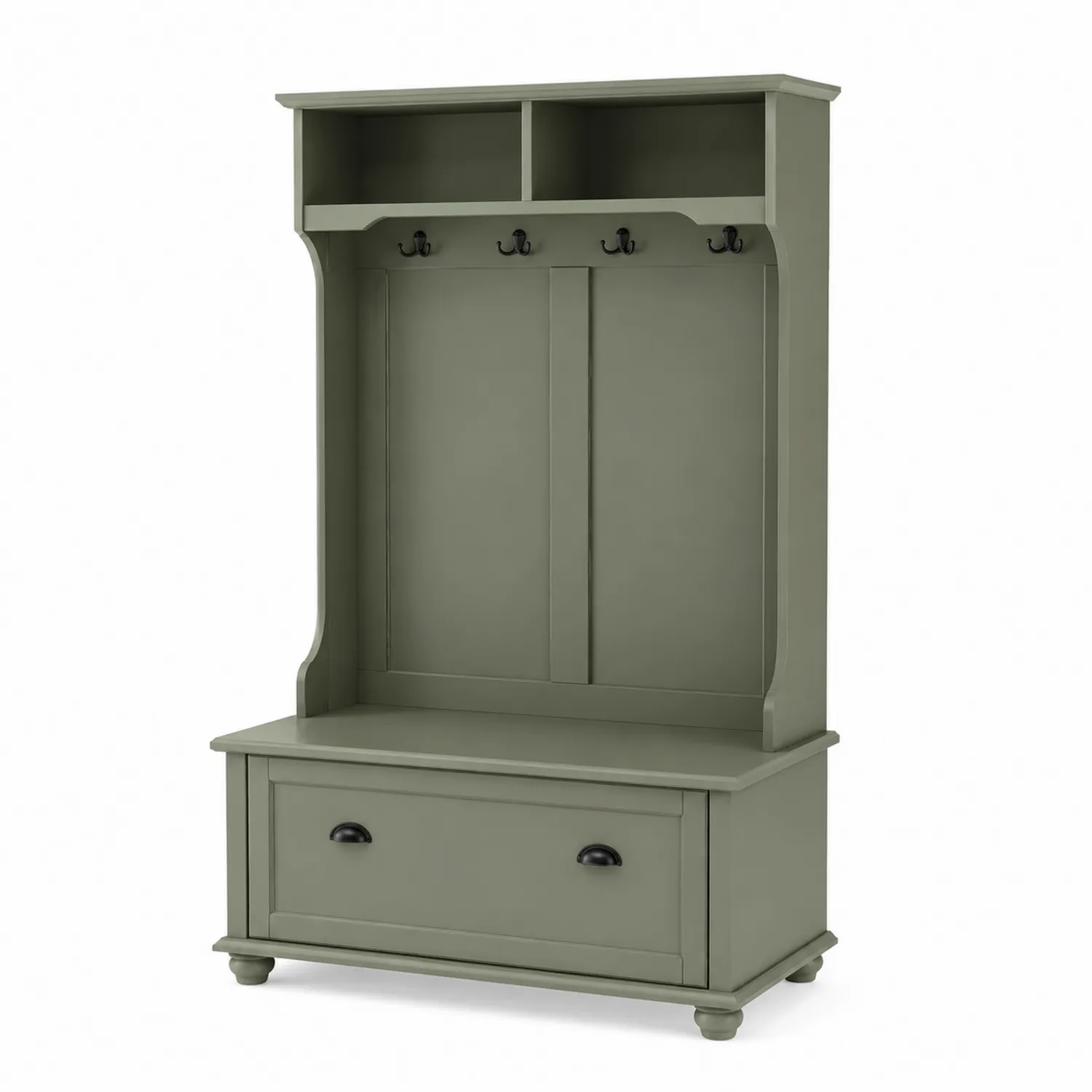 Portemanteau avec banc en bois MDF vert 180x100x40 cm