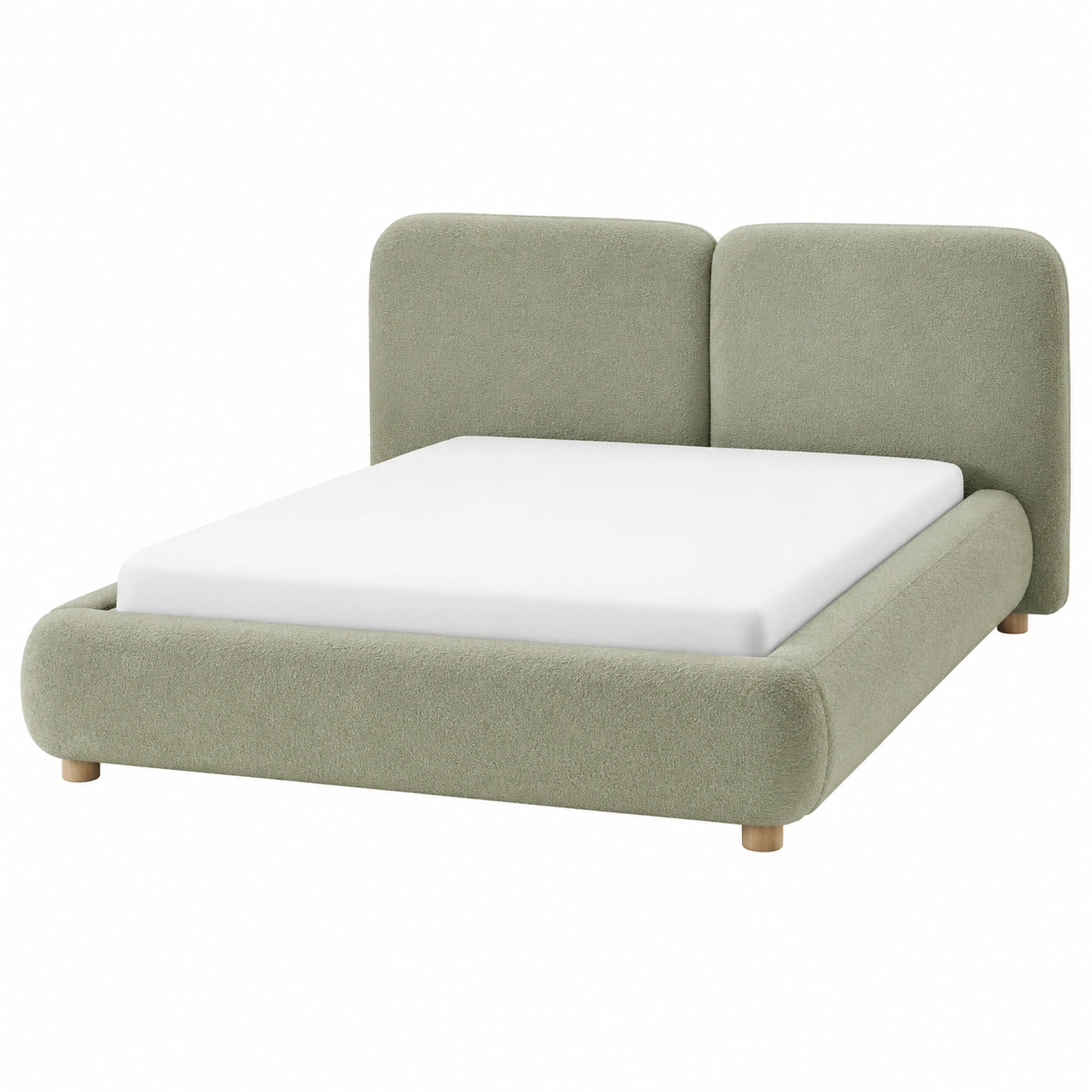 Cama tapizada verde para un dormitorio lleno de calma-Hometrailo