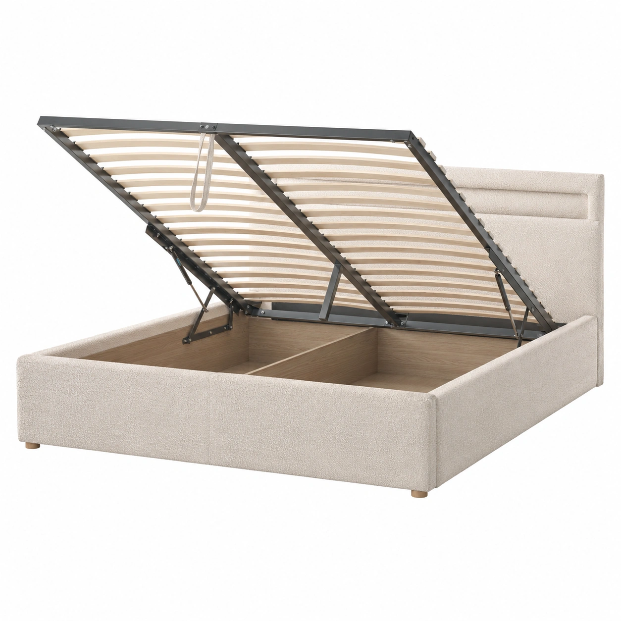 Cama beige con canape abatible-Hometrailo