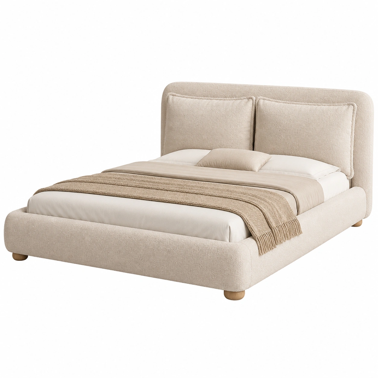 Cama doble con cabecera amplia-Hometrailo